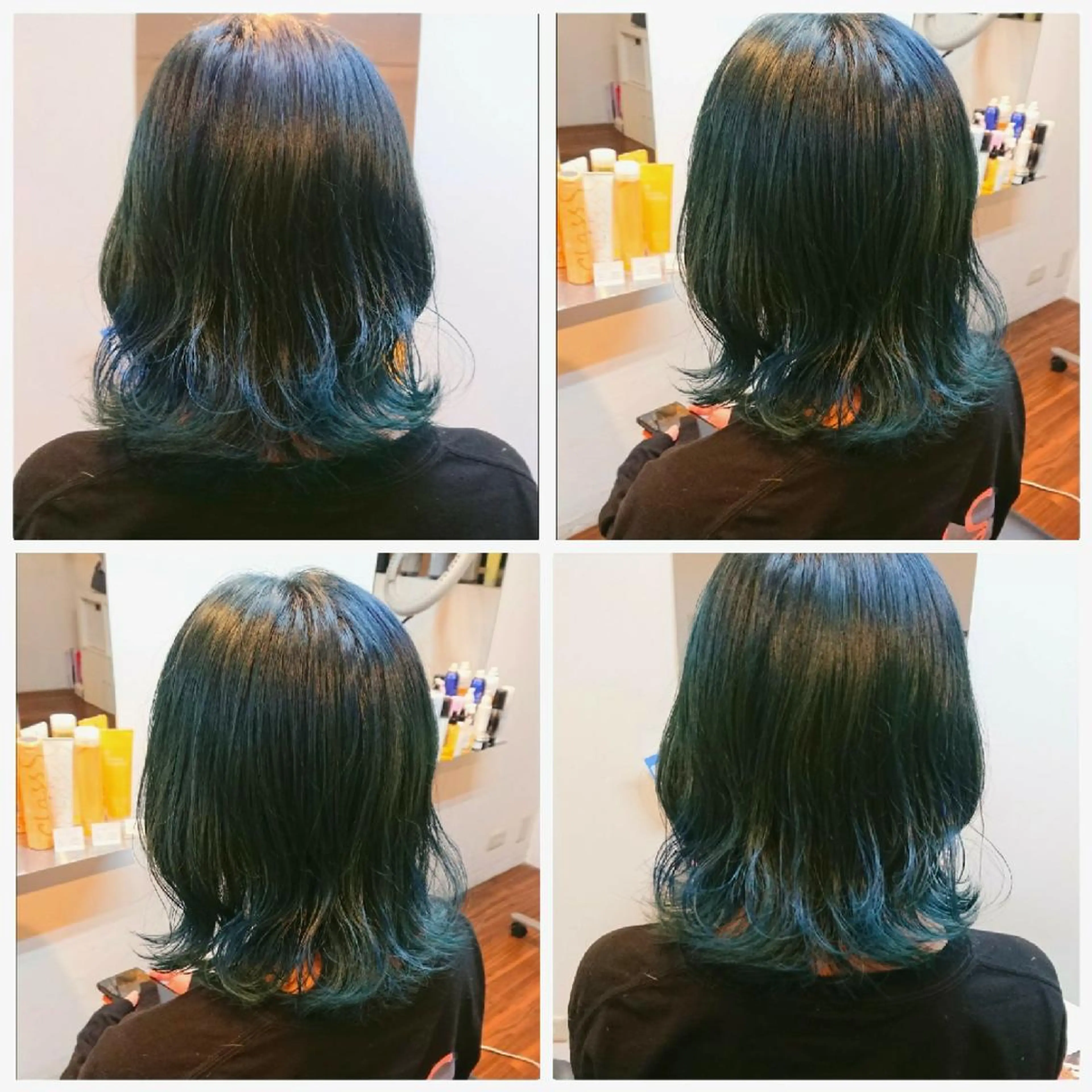 ミディアム カラー ブリーチ ブルーカラー ネイビーカラー ヘアカラー トリートメント 原田 祥彰のヘアスタイル