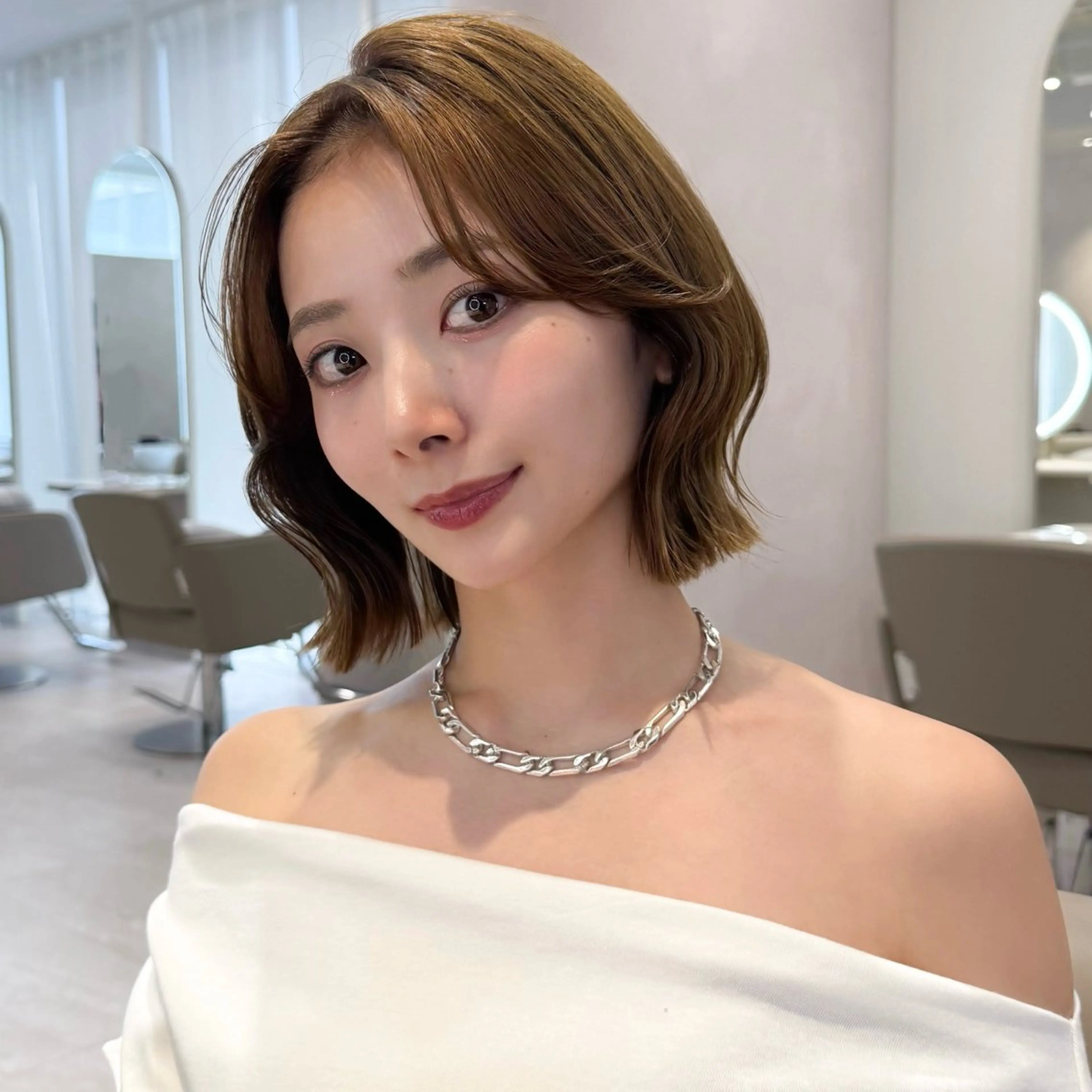 ミディアム カット ヘアカラー トリートメント 💫タンバルモリ・ 韓国ボブ💫小川愛誠のヘアスタイル