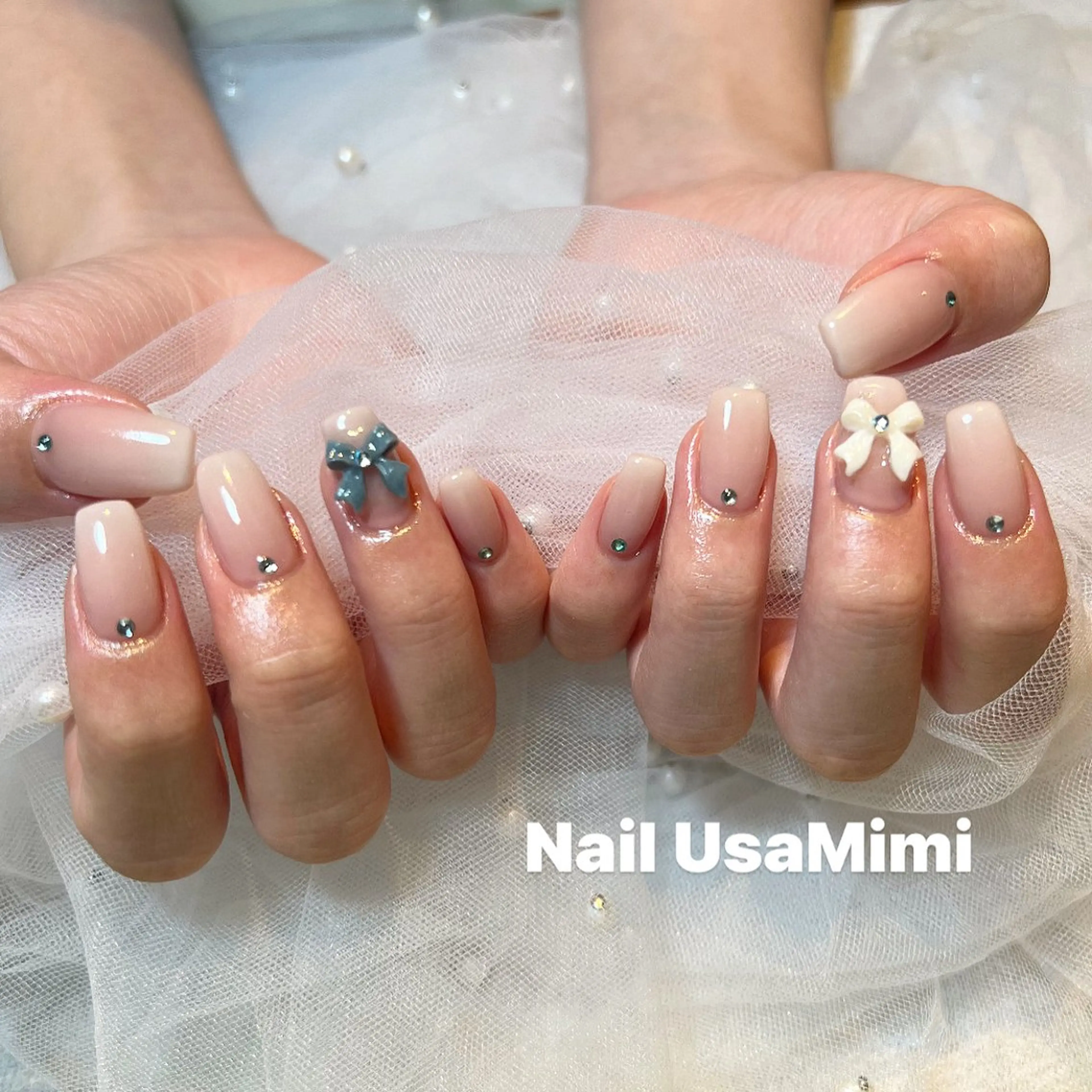 ネイル アートネイル オーロラネイル チークネイル フレンチネイル ジェルネイル 本町NailUsa Mimi RIKOのネイルデザイン