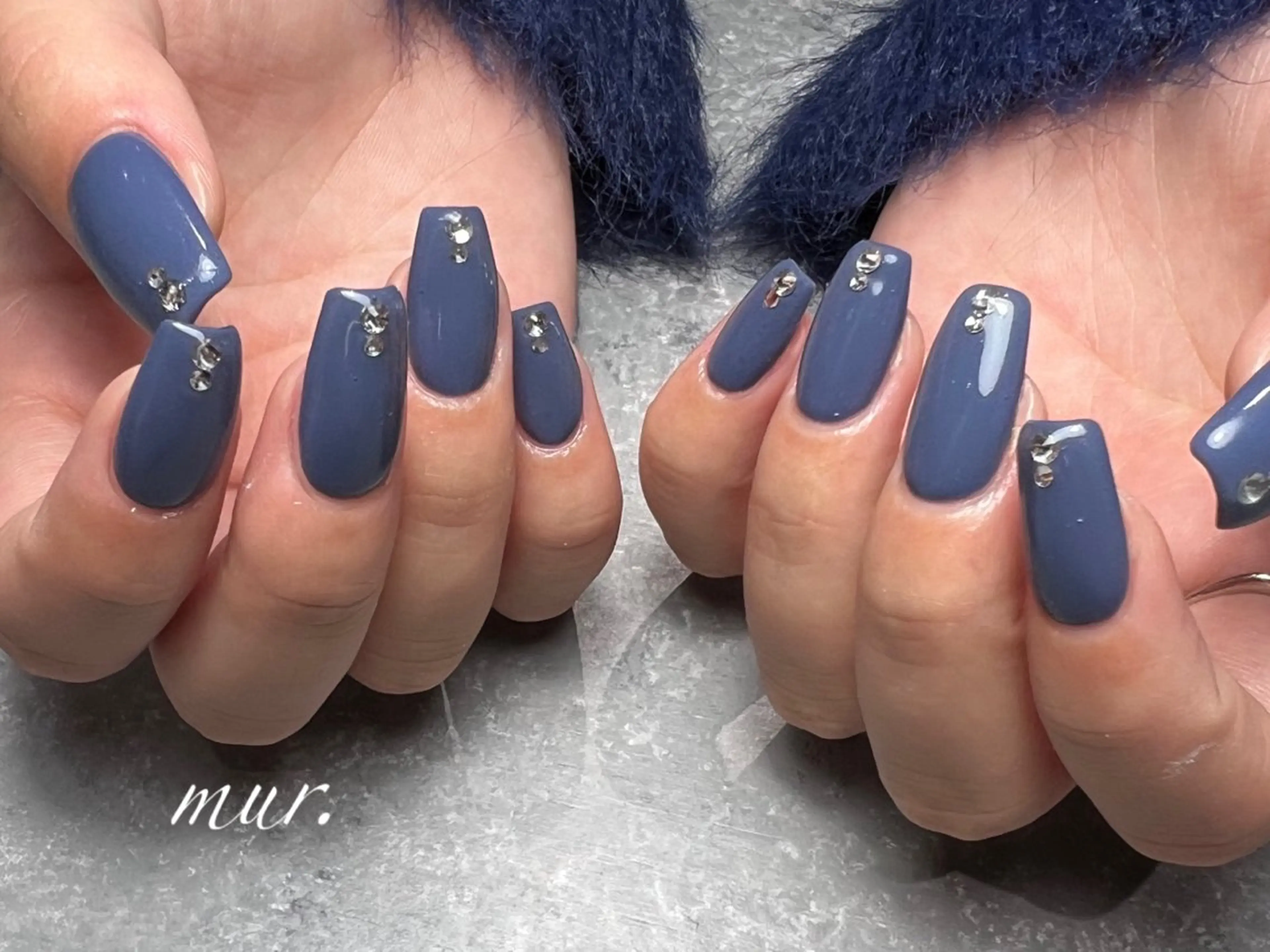 ネイル ブルー ジェルネイル 韓国ネイル オフィスネイル ワンカラーネイル nailsalon mur.のネイルデザイン