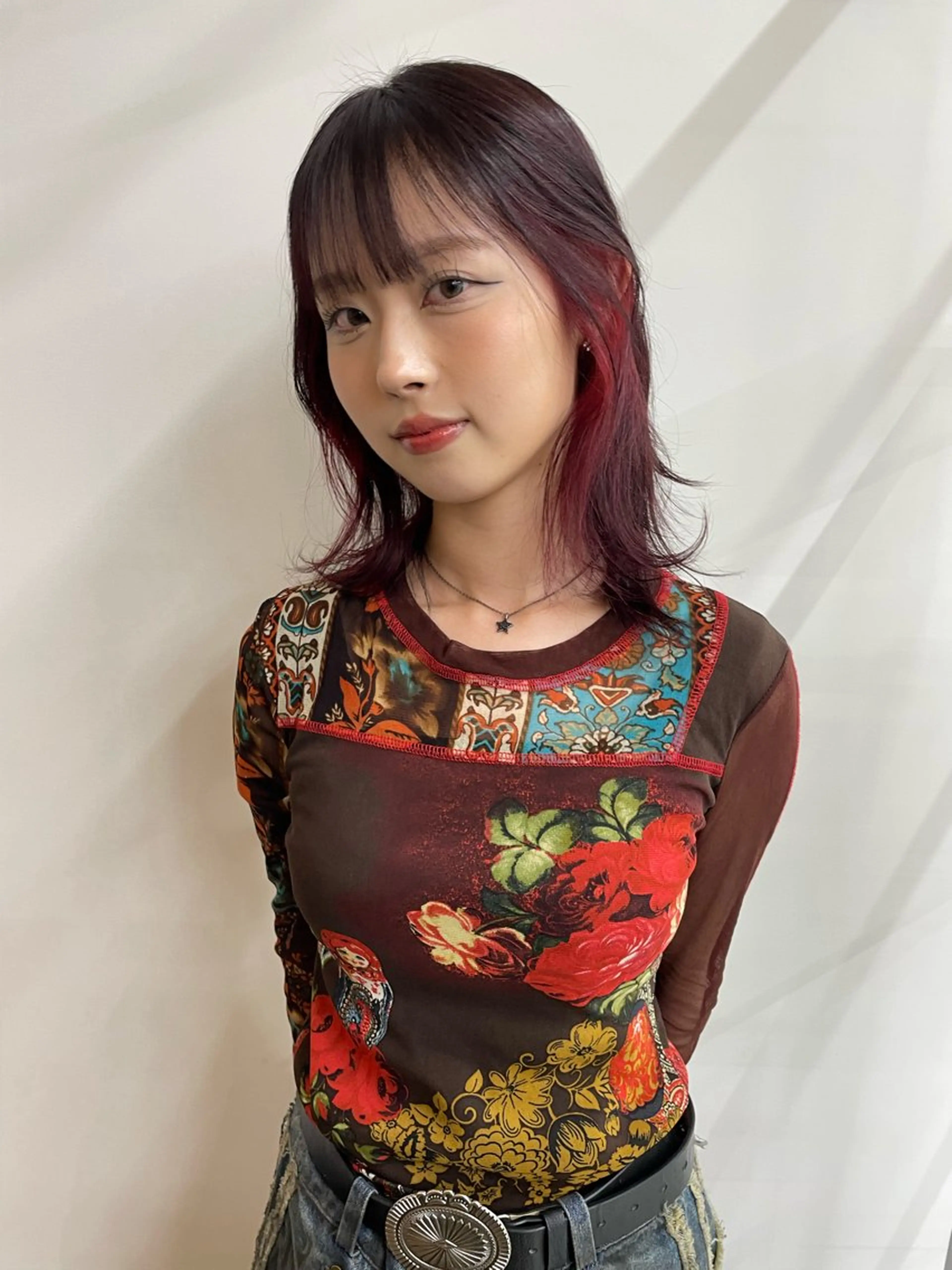 ミディアム カラー ヘアカラー トリートメント カットモデル/ ハイトーン/ゆうあのヘアスタイル