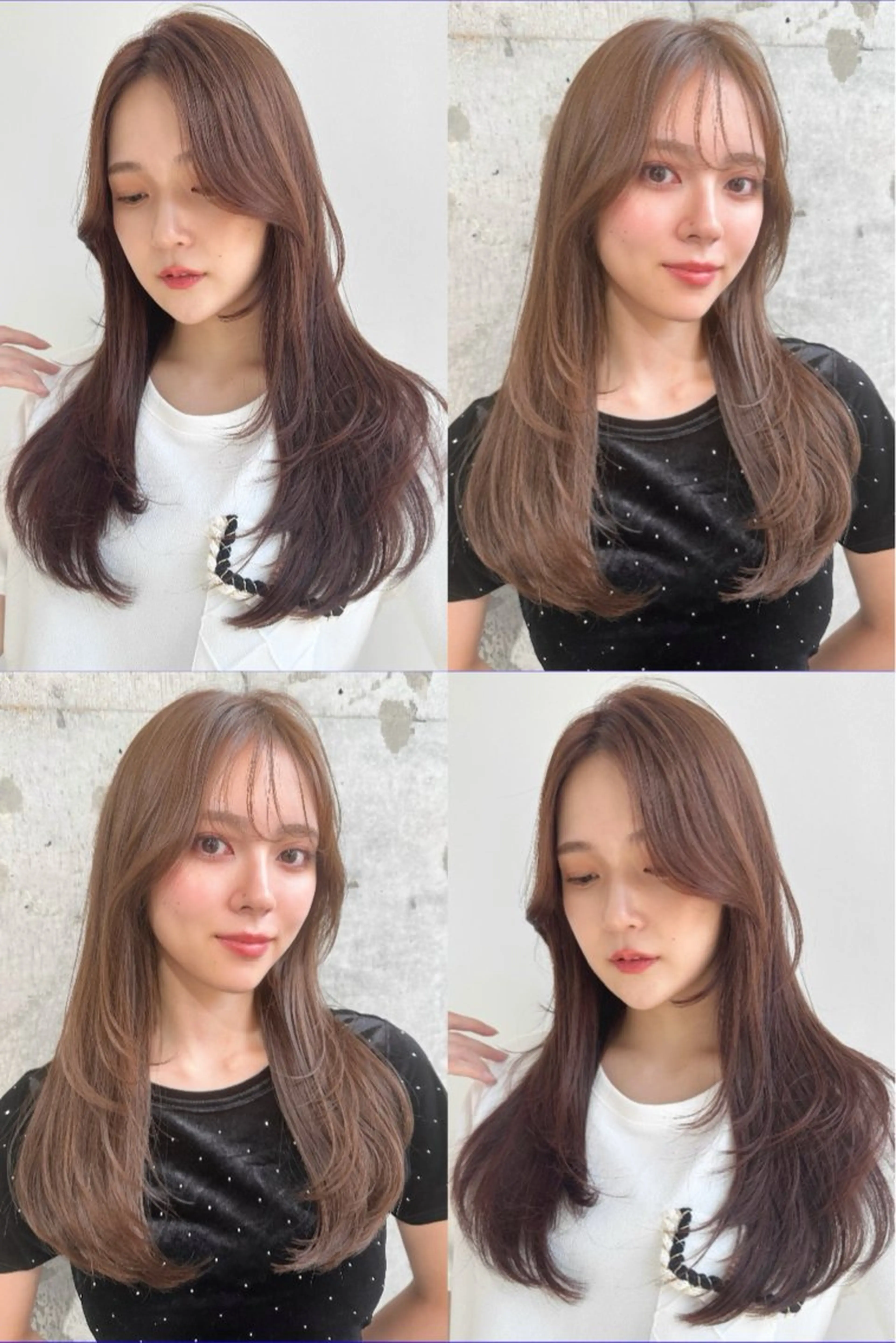 セミロング カット ヘアカラー トリートメント ヘッドスパ ヘアセット 韓国レイヤー/透明感 カラー/髪質改善角所のヘアスタイル
