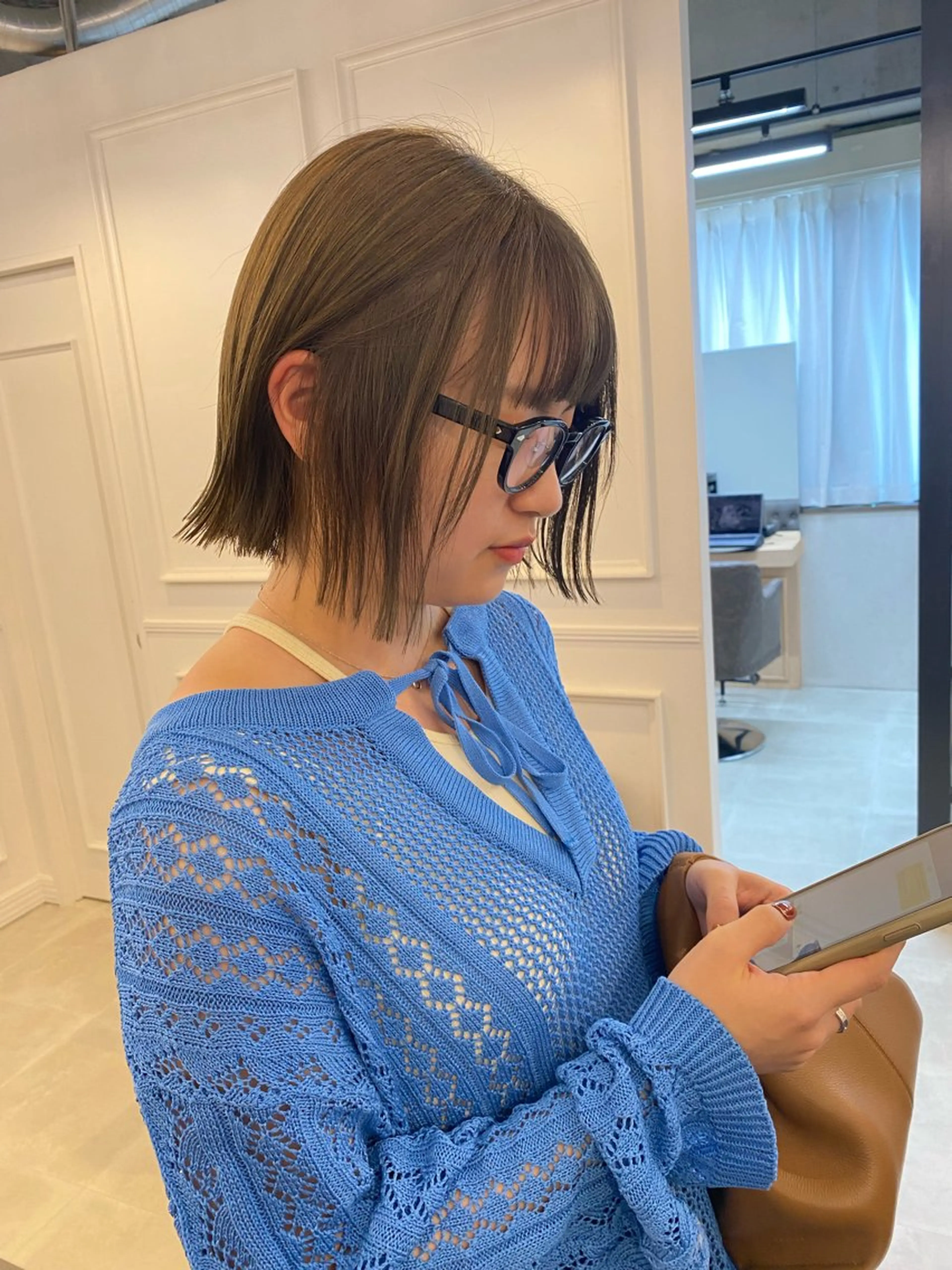 ショート 切りっぱなしボブ ボブ カット ヘアカラー トリートメント HARUKA🍒 tocca天王寺のヘアスタイル