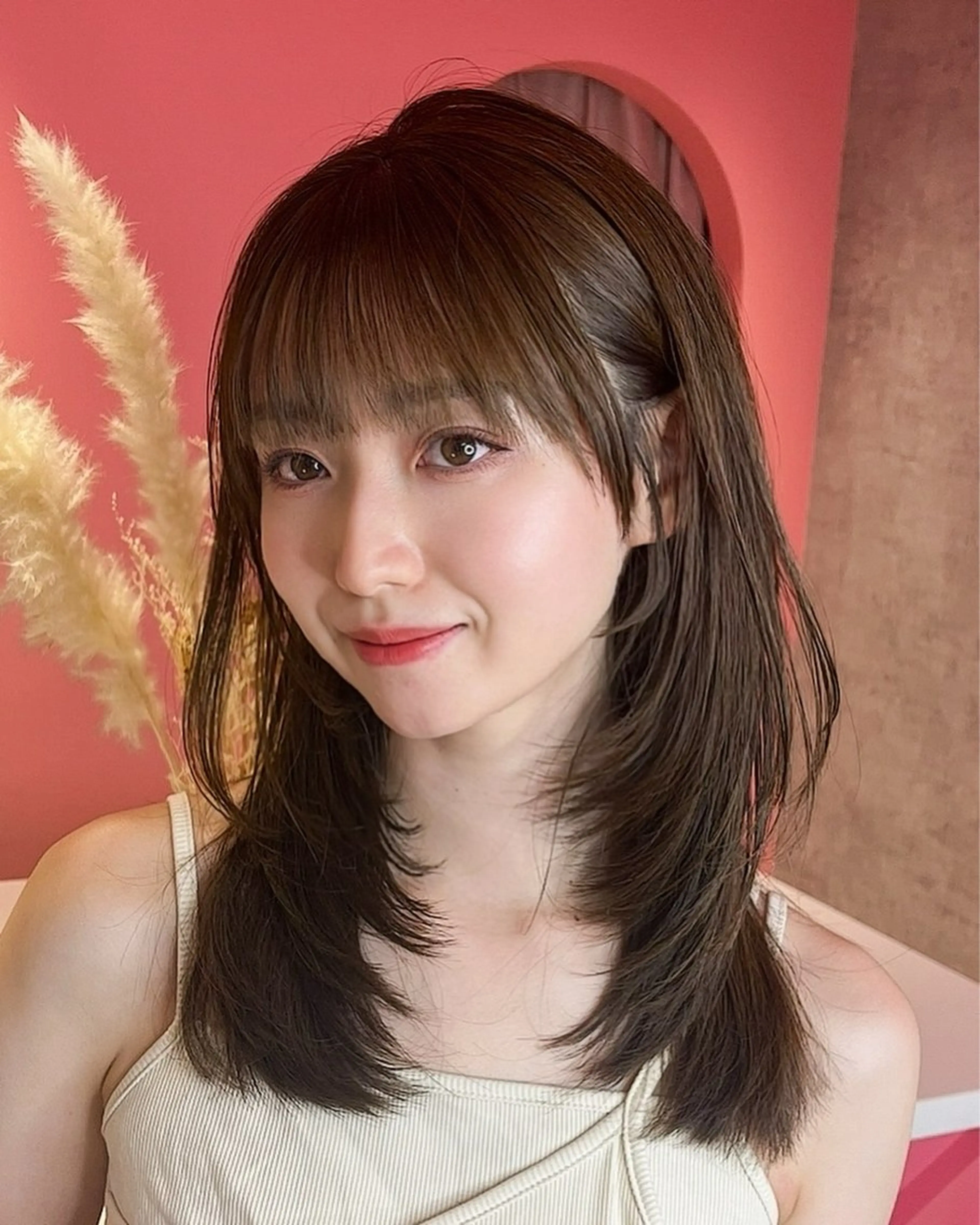セミロング カラー 山崎/韓国縮毛矯正 レイヤー髪質改善のヘアスタイル