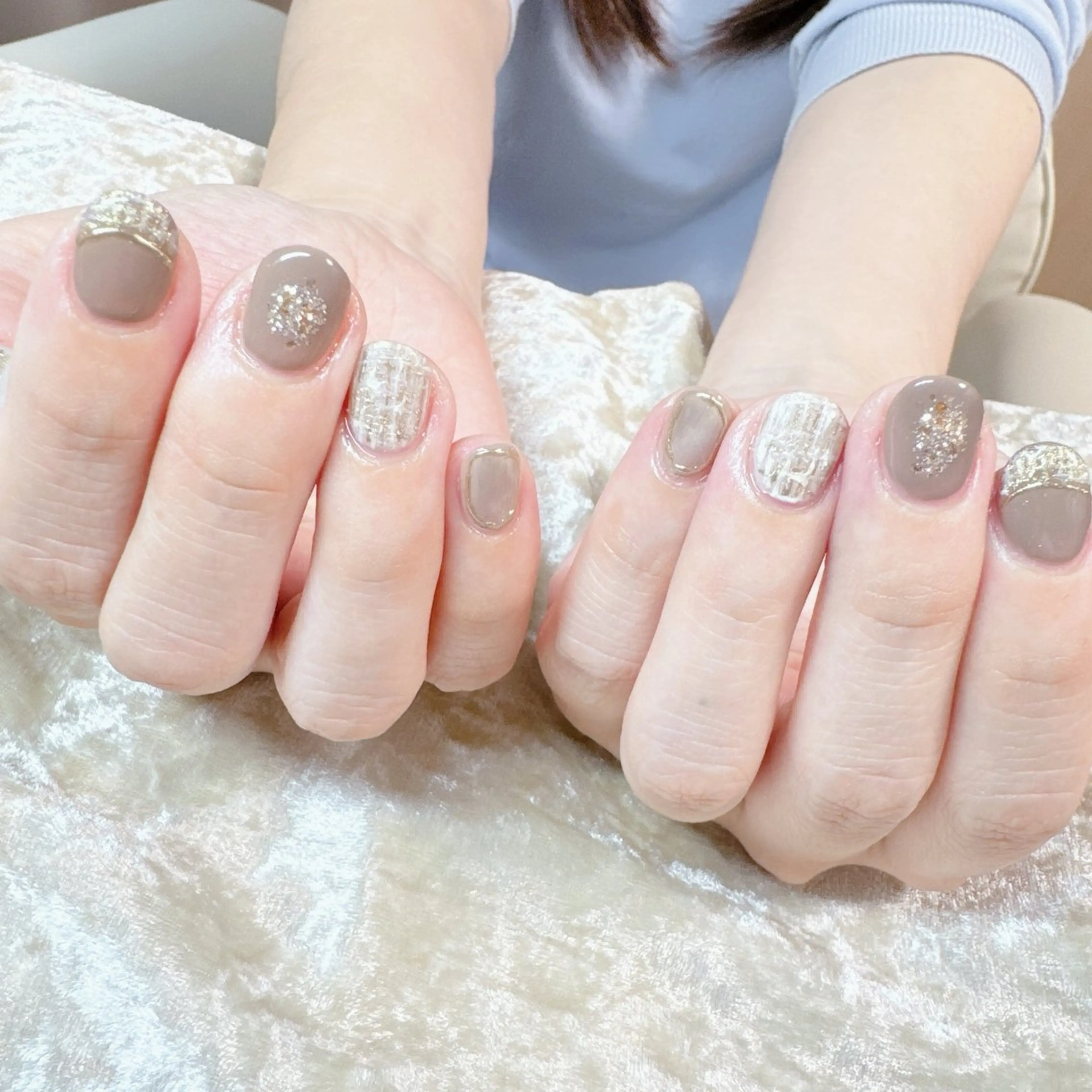 ネイル ブラウン ツイードネイル ハンドネイル N.plus NaiLのネイルデザイン