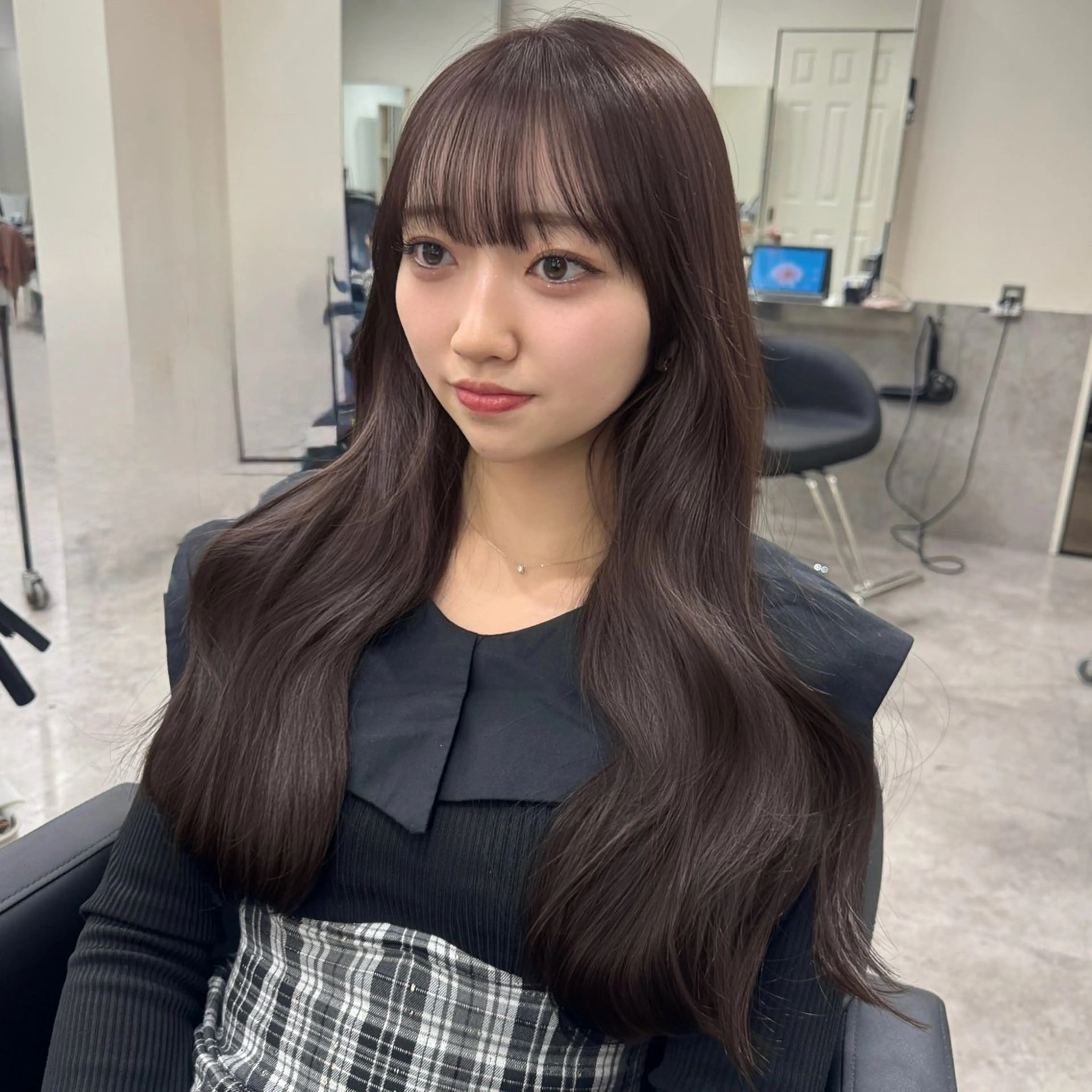 ロング カラー カット ヘアカラー トリートメント 🎀髪質改善×韓国レ イヤー×透明感/米田のヘアスタイル