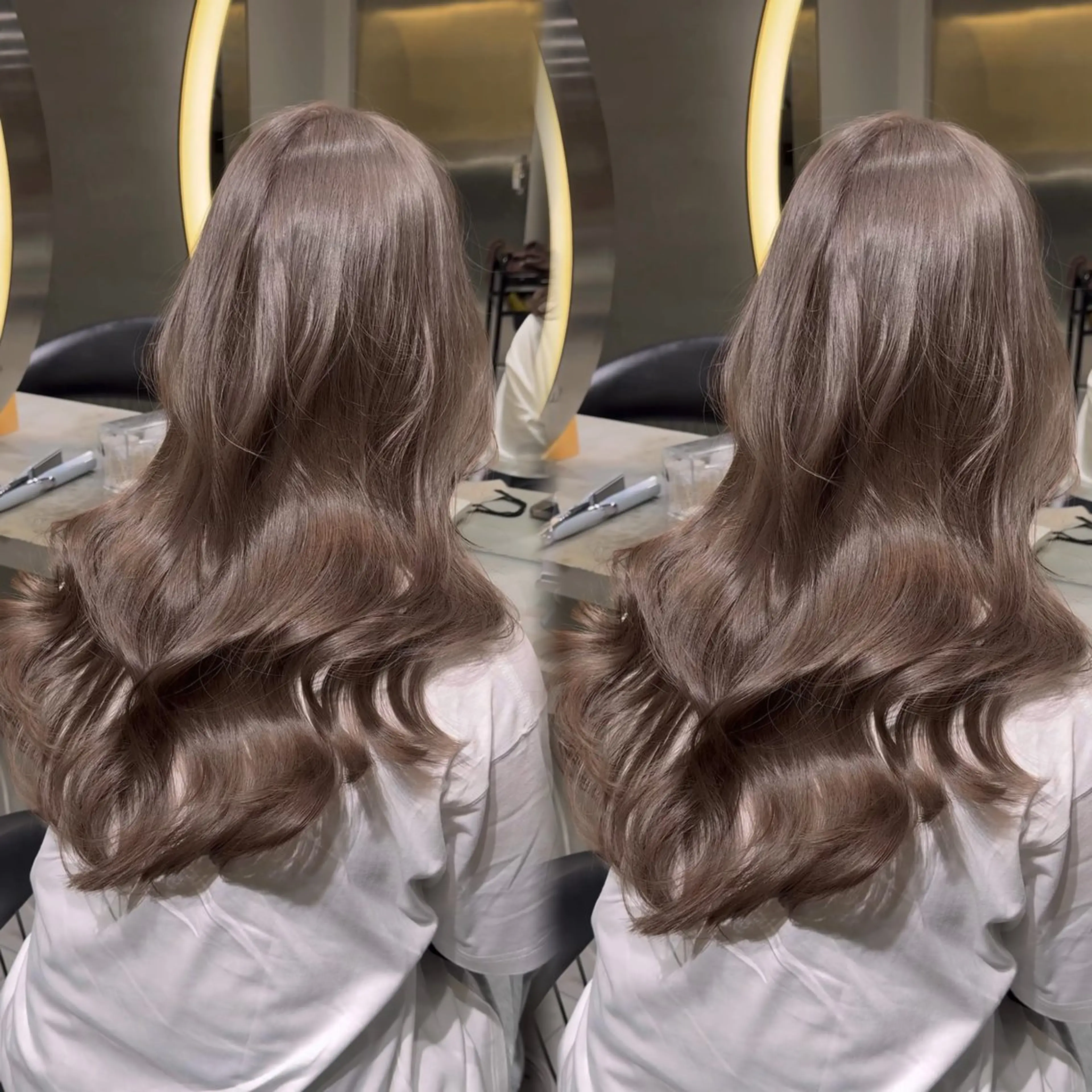 ロング カラー ブリーチ 透明感カラー グレージュ ヘアカラー トリートメント トレンド韓国ヘア/ kenshinのヘアスタイル