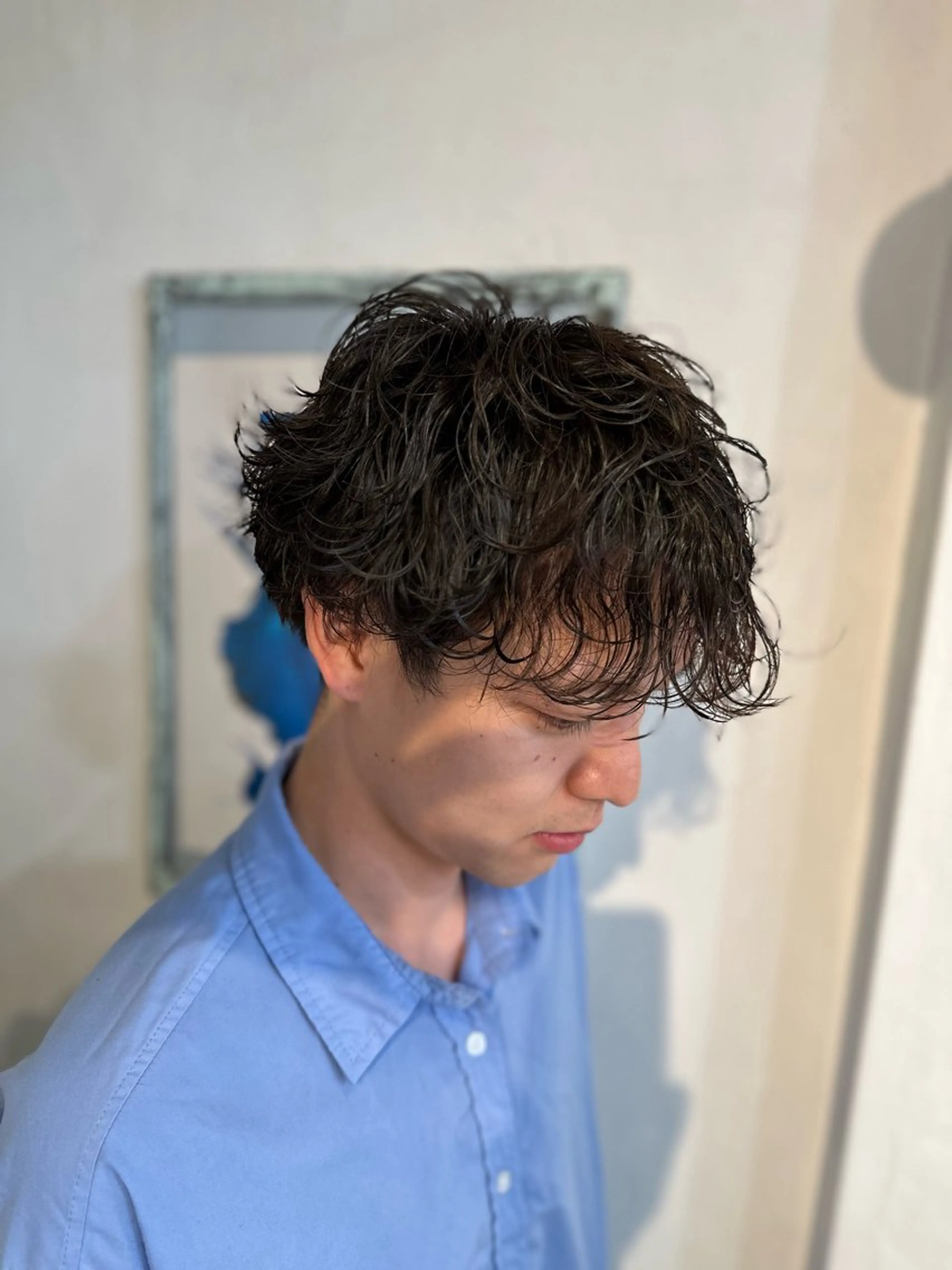 ミディアム カラー パーマ メンズ ミディアムパーマ メンズパーマ カット パーマ KAKERU/ボブ/ ショート/パーマ🌱のヘアスタイル