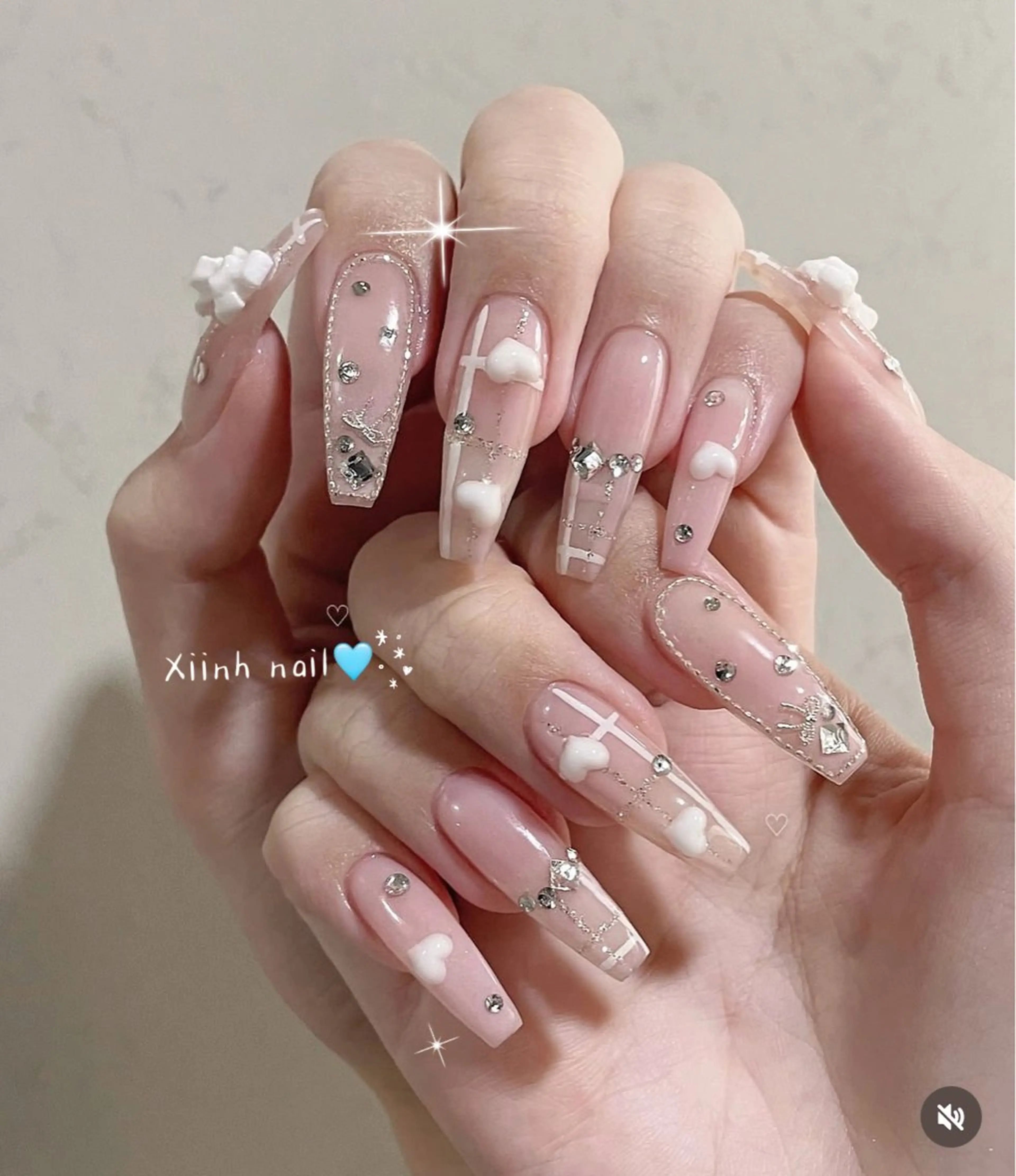 ネイル ブラウン チークネイル 桜ネイル 長さ出し フットネイル ハンドネイル XIINH NAIL SALONのネイルデザイン