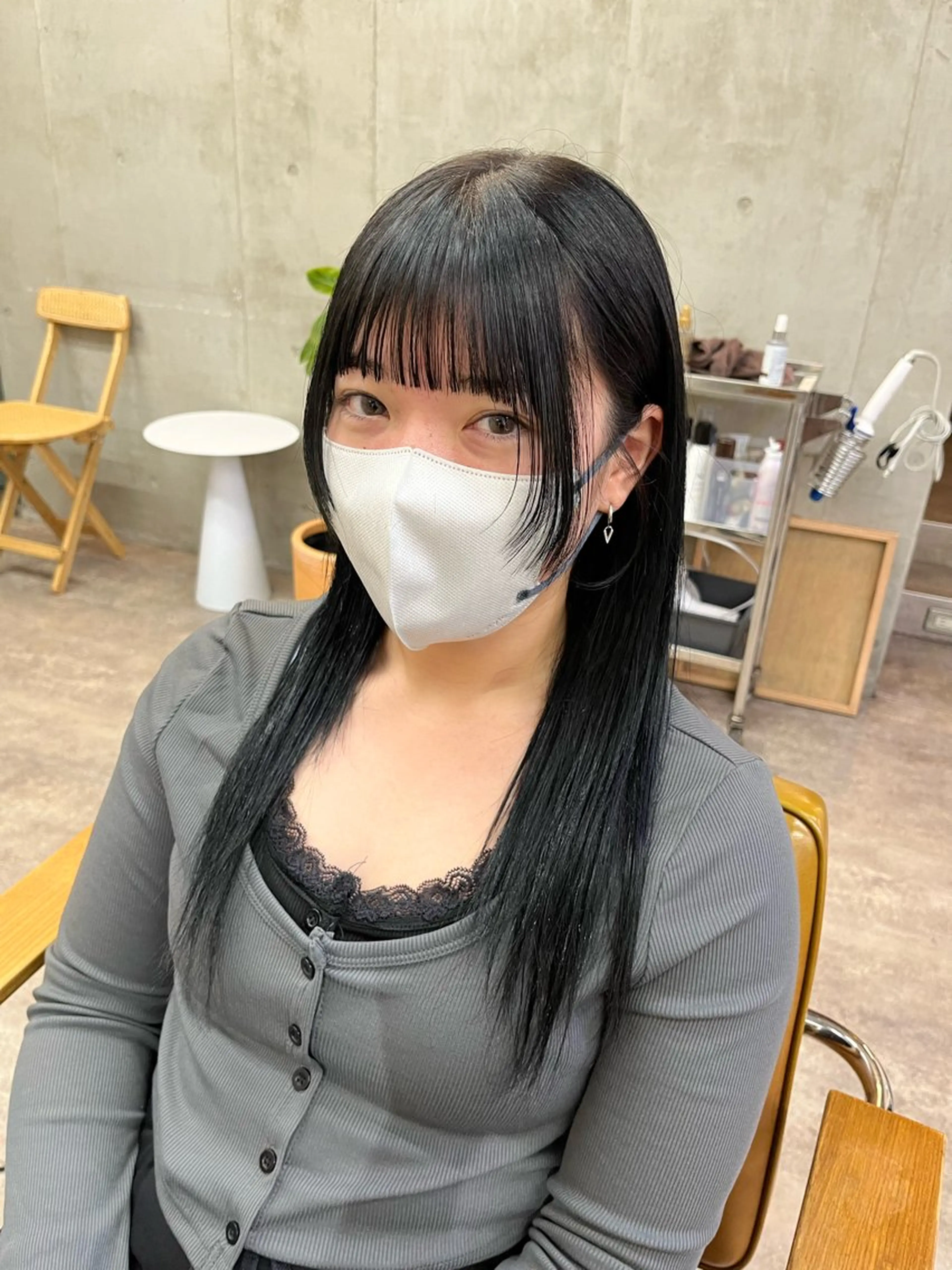 ミディアム 顔周りカット SALT WATER所属・🫐 𝐌𝐚𝐨 🫐ボブモデル募集のヘアスタイル