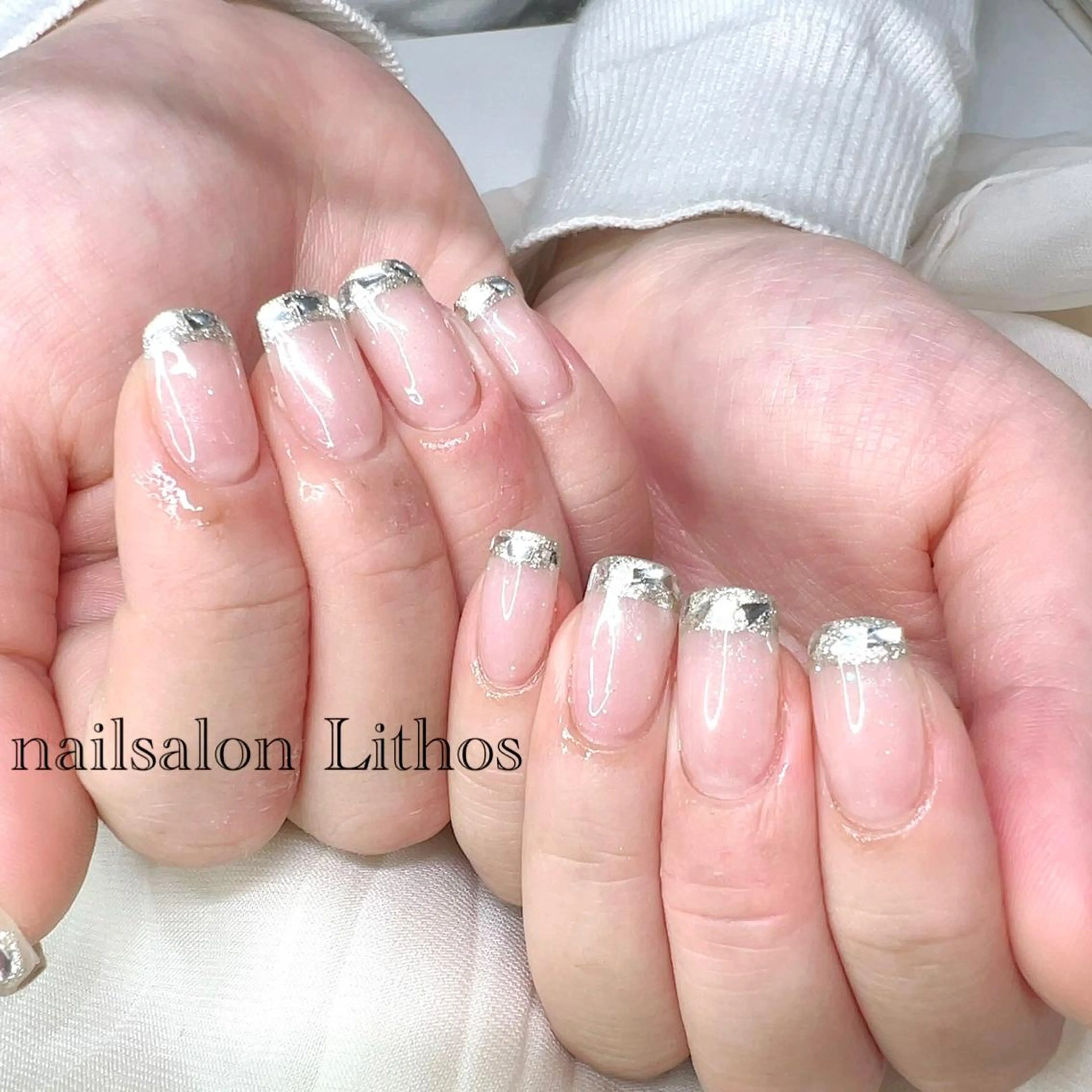 ネイル フレンチネイル ガラスフレンチ ハンドネイル nailsalon Lithos所属・nailsalon Recontreのネイルデザイン