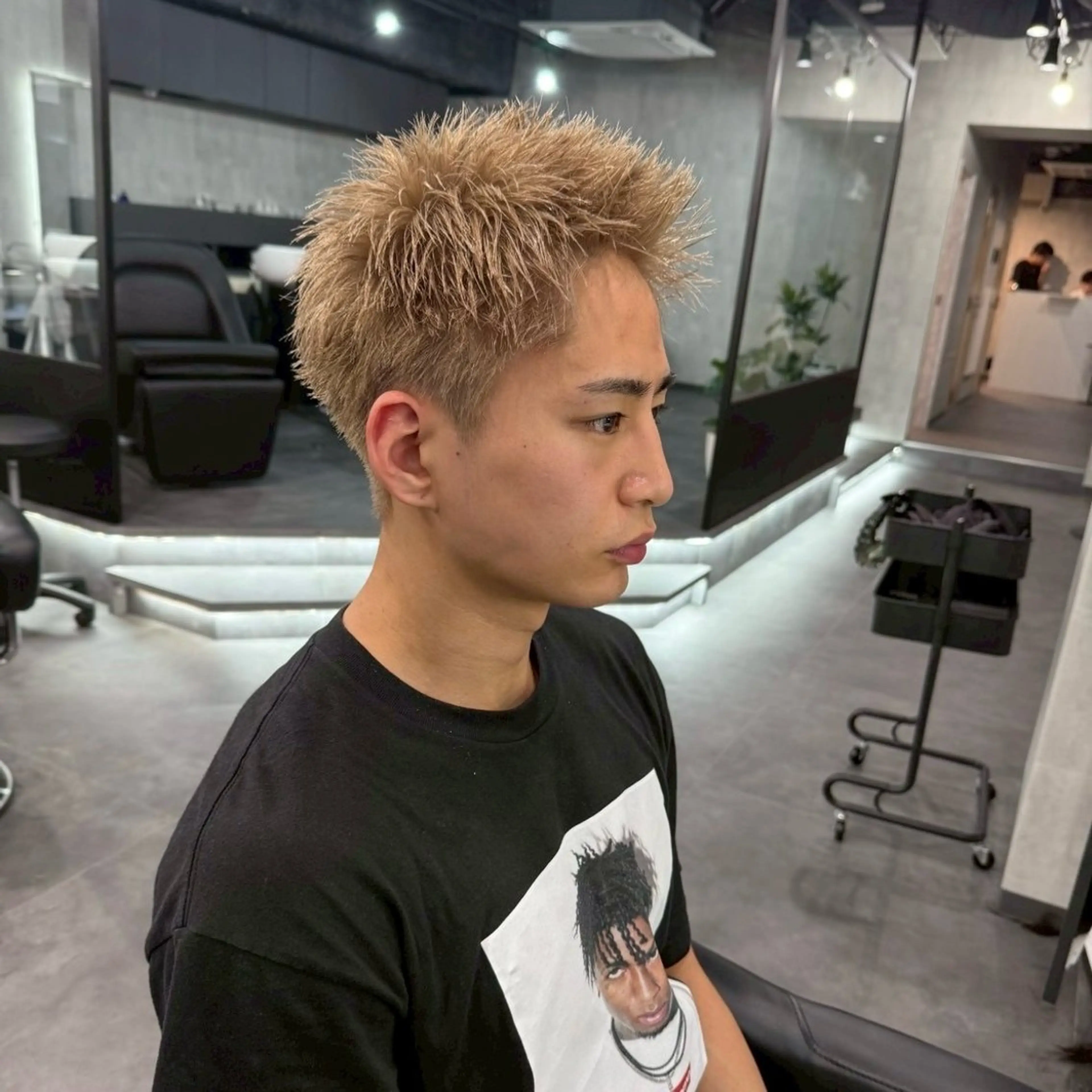 ショート カラー メンズ スパイキーショート ベージュカラー ミルクティーベージュ ショートヘア カット ヘアカラー スパイキーショート/ 短髪/渋谷/kiyoのヘアスタイル