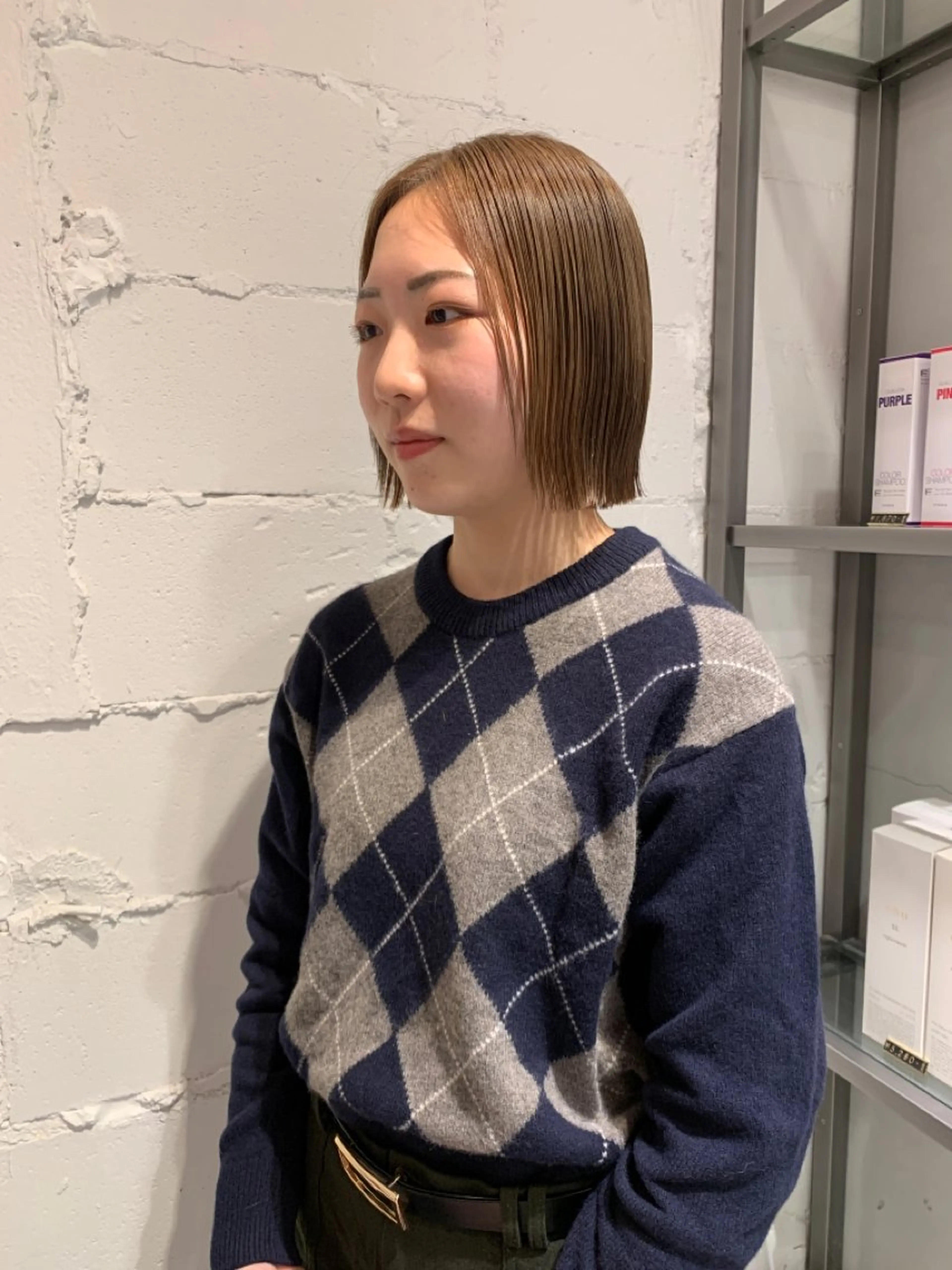ショート カラー ヘアアレンジ 切りっぱなしボブ グレージュ ボブ 🌈難波🌈ベージュ カラー【ヒロム】のヘアスタイル