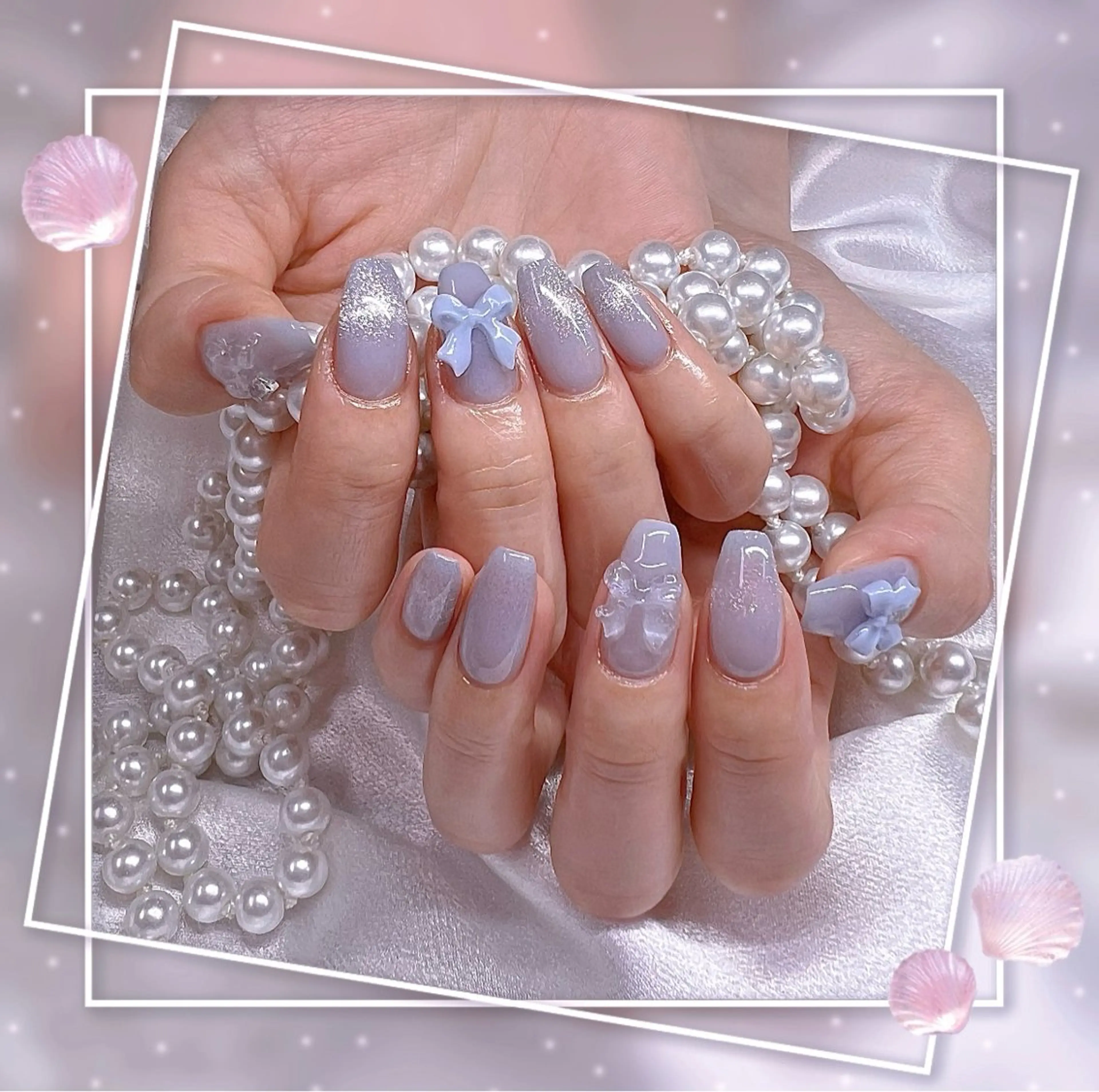 ネイル グラデーション キラキラネイル 韓国ネイル マグネットネイル ピンク ハンドネイル Chill Nailsalonのネイルデザイン