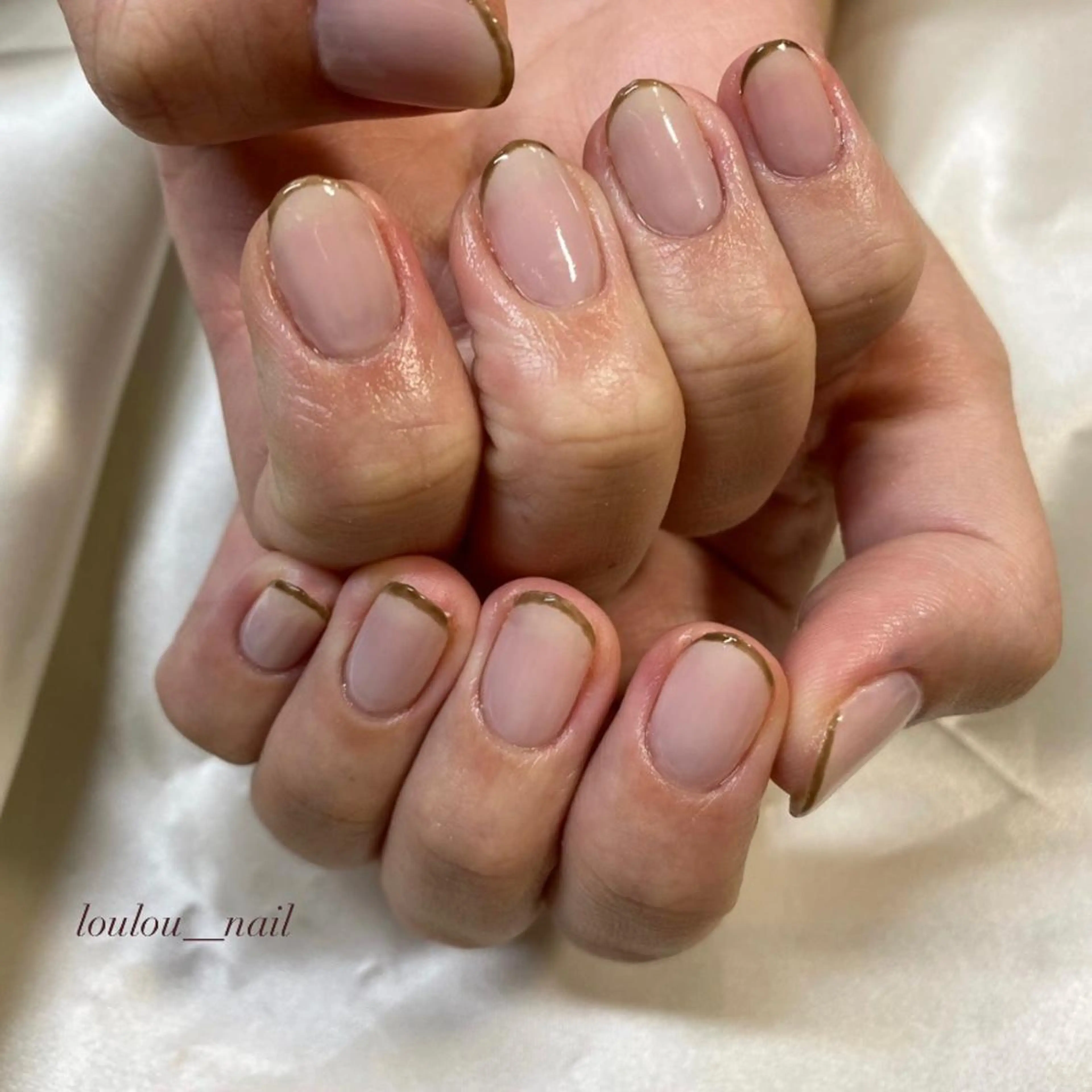 ネイル ブラウン フレンチネイル ハンドネイル ハンドケア loulou _nail所属・葛西 知佳のネイルデザイン