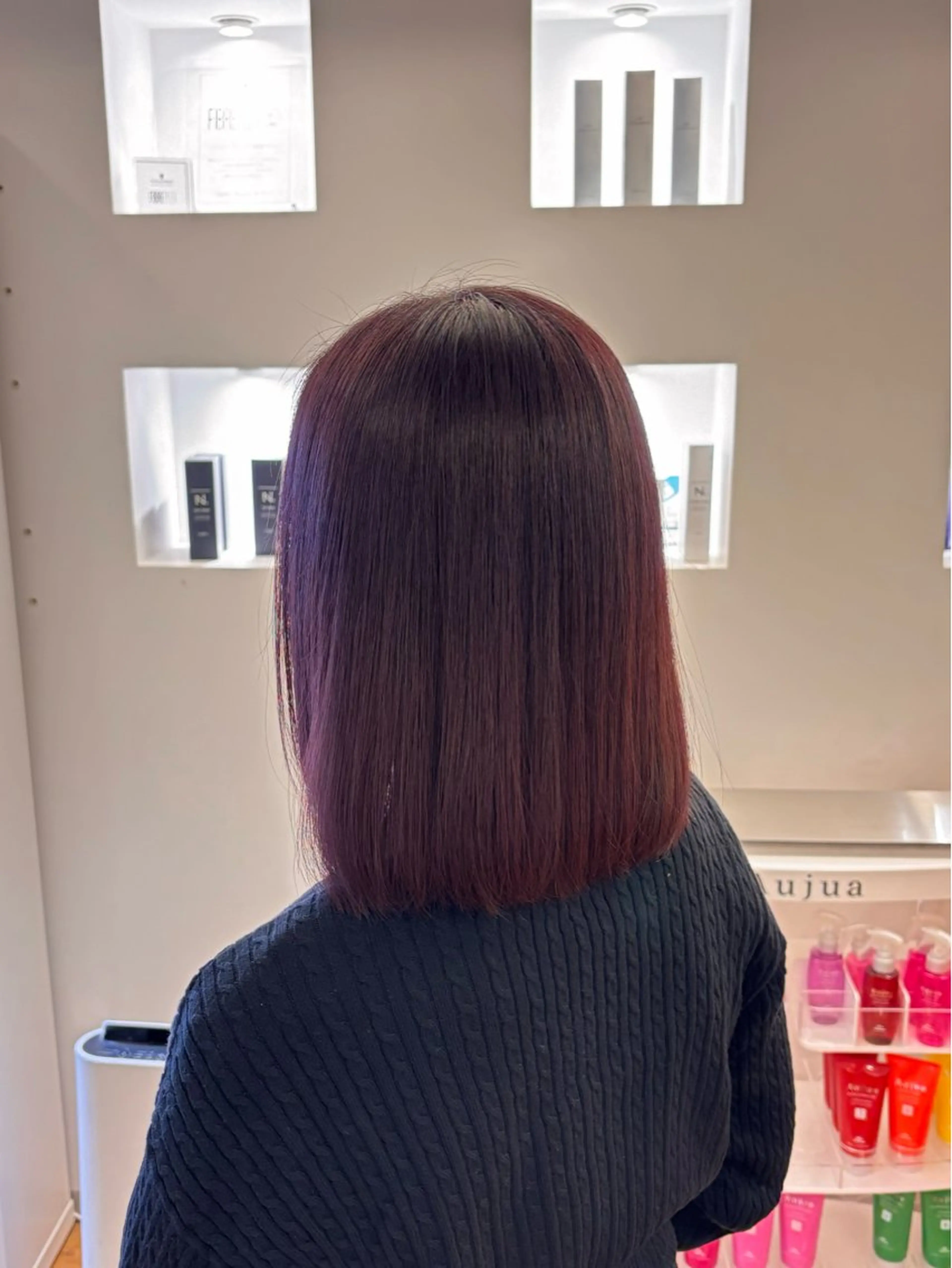 ミディアム カラー レッドカラー カット ヘアカラー トリートメント un.le.pont ルカ  🎨のヘアスタイル