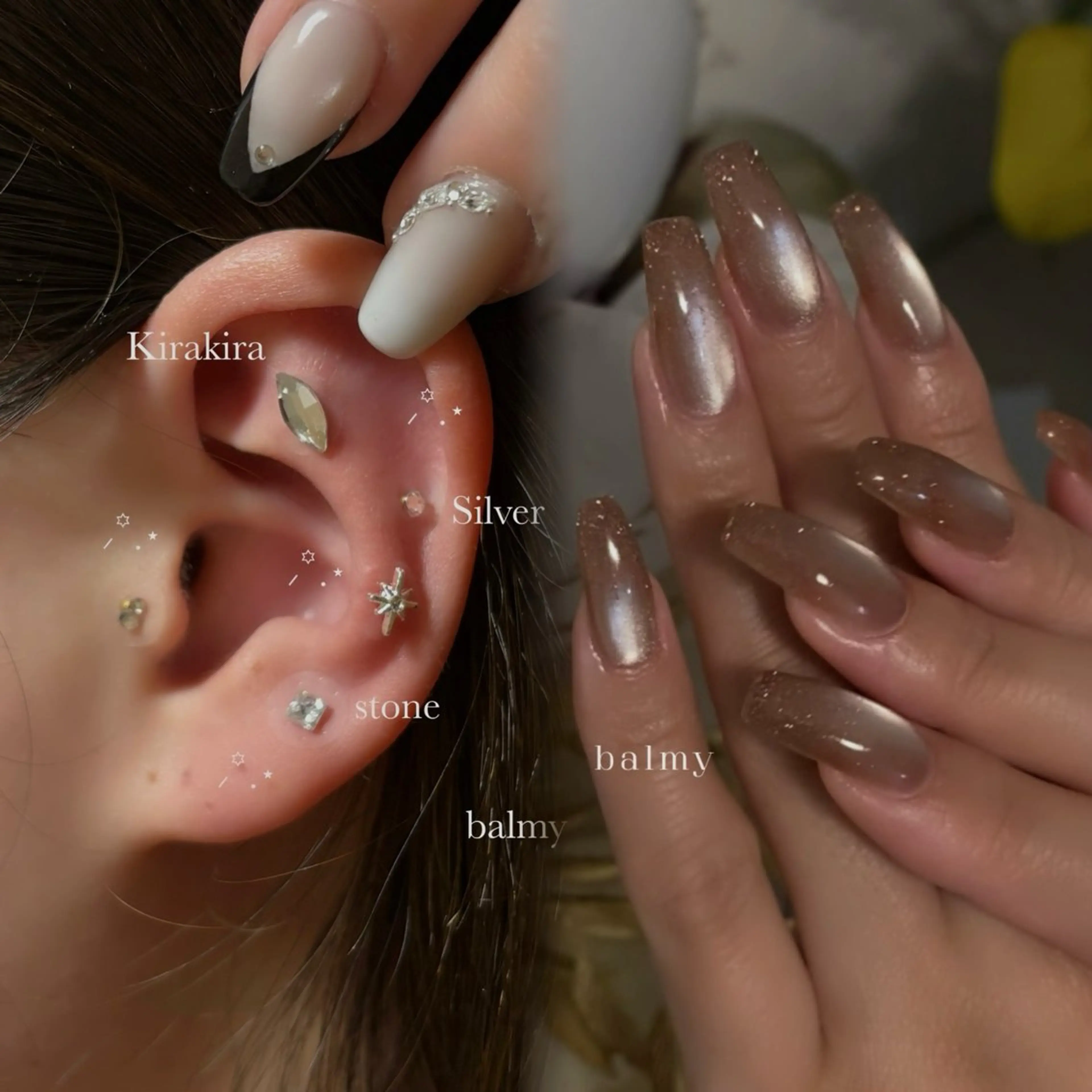 12月限定価格‼️ジェルオフなし【耳つぼジュエリー×ワンカラー】set menu🪽¥9,900→¥7700の写真