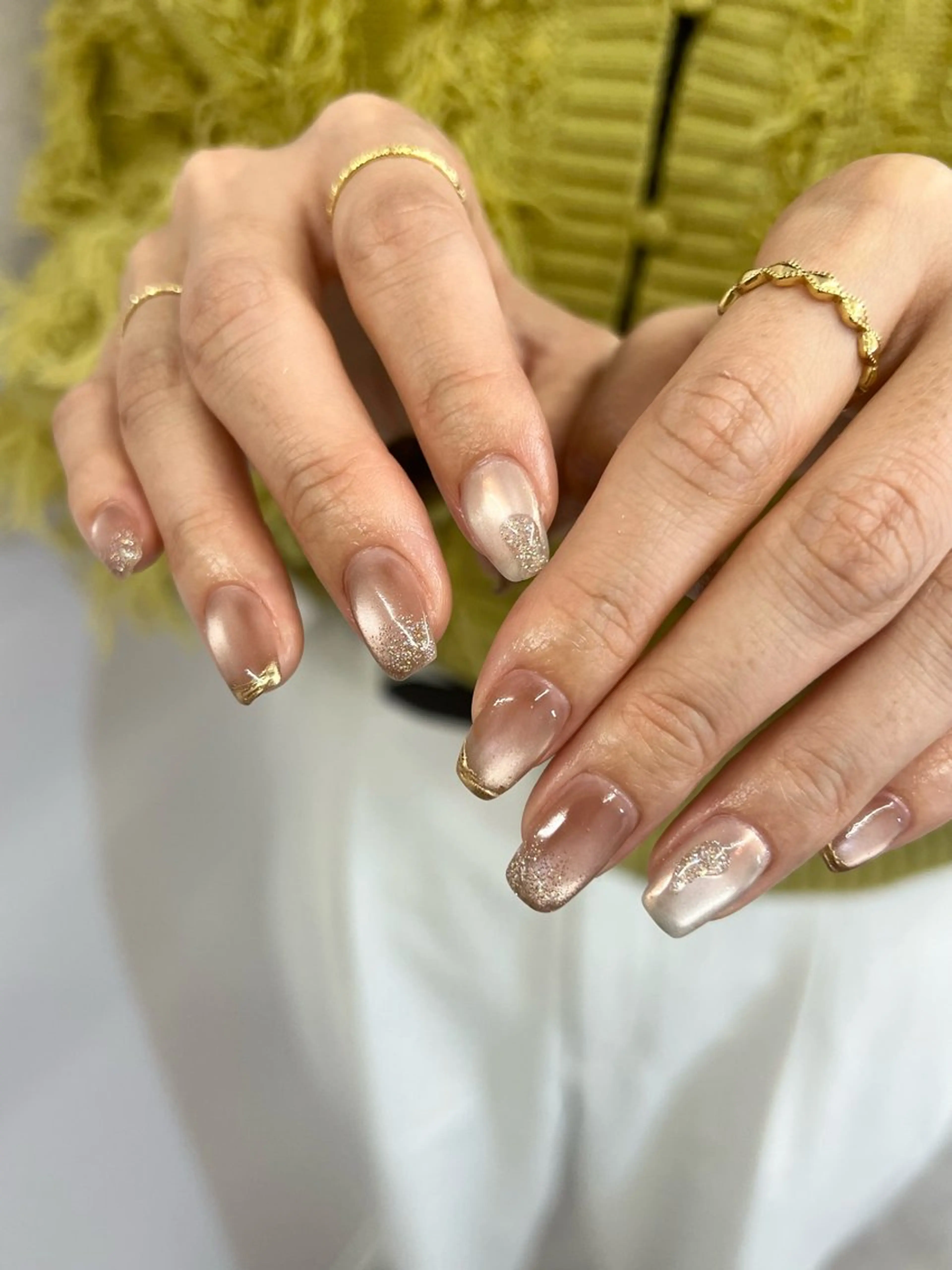 ネイル オーロラネイル ジェルネイル マグネットネイル ニュアンスネイル パラジェル ハンドネイル ハンドケア Bana_ Nailのネイルデザイン