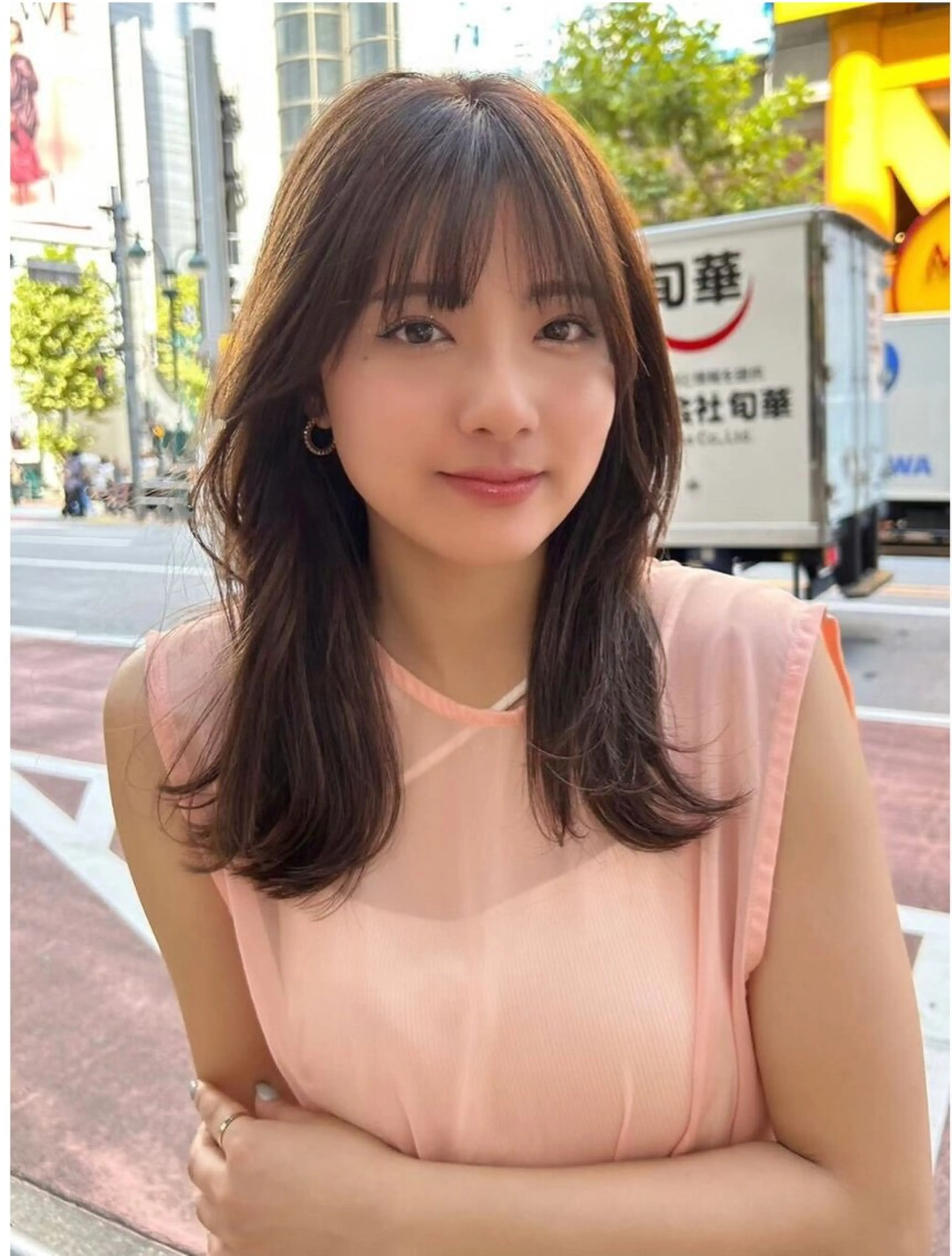 セミロング カラー くびれヘア 髪質改善 レイヤーカット 韓国風cut/ 縮毛矯正/田尻真吾のヘアスタイル