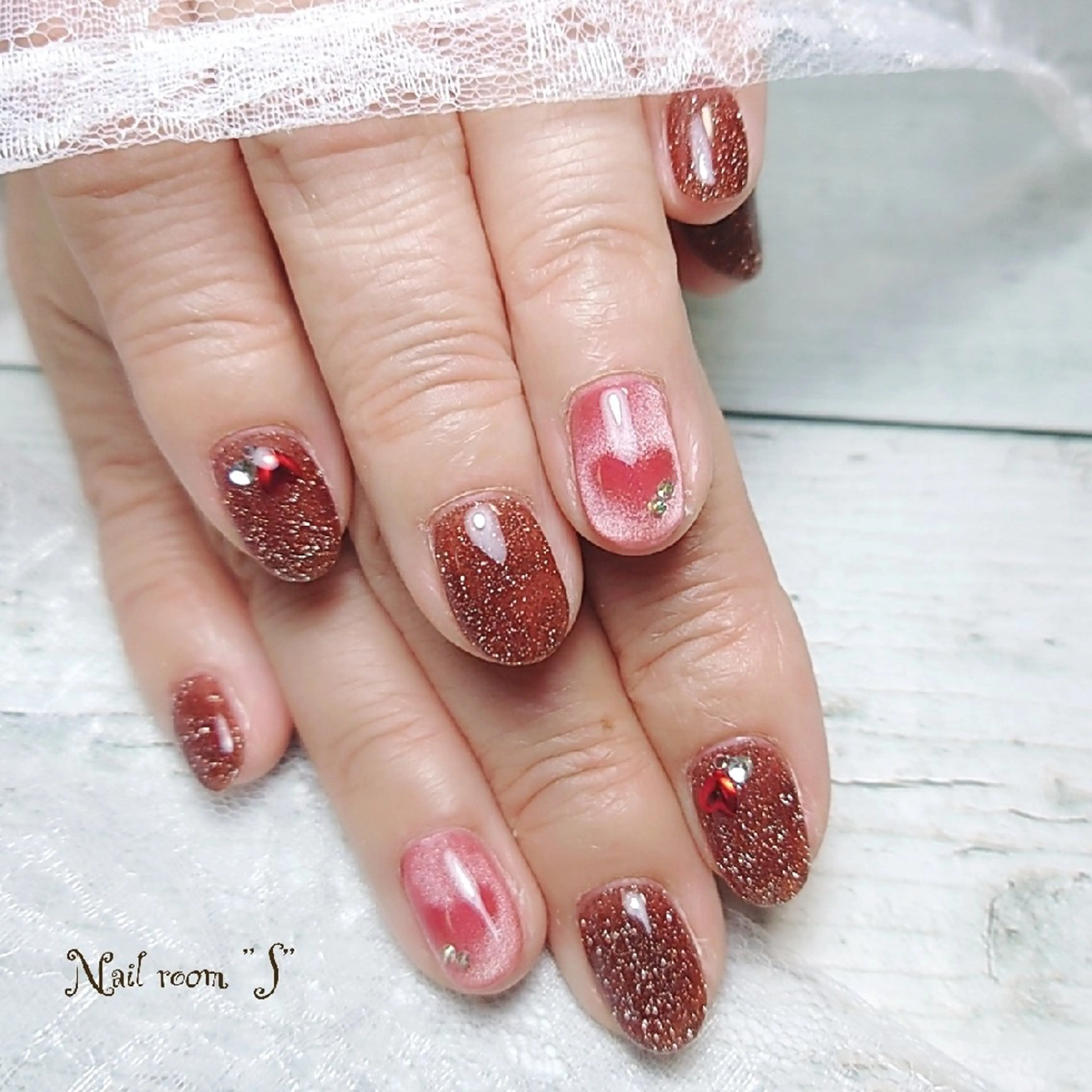 ネイル ハート マグネットネイル Nail room  "S"  SAKAIのネイルデザイン