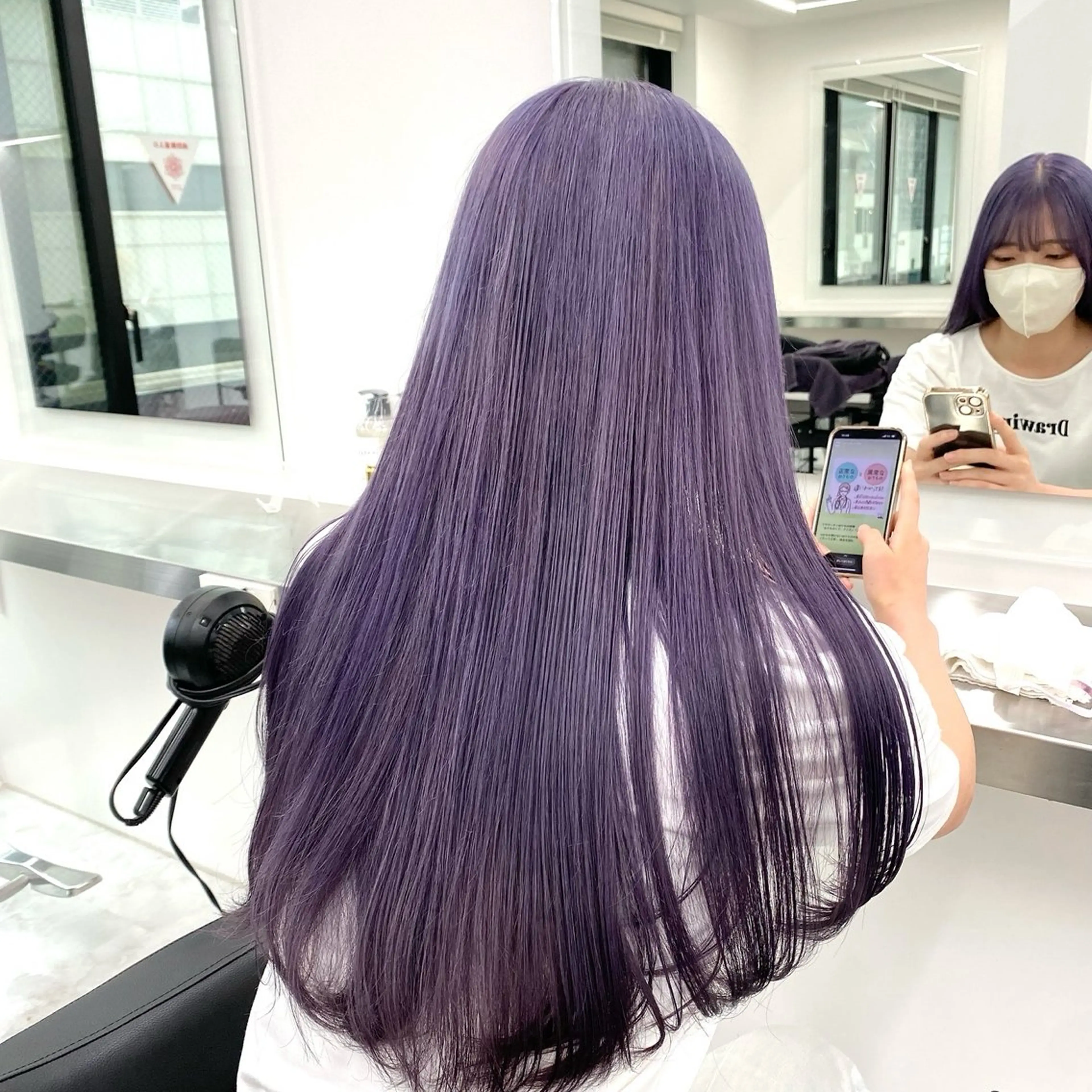 ロング カラー ヘアカラー トリートメント ヘッドスパ ヘアセット YUKA💜淡色 ラベンダー/ベージュのヘアスタイル