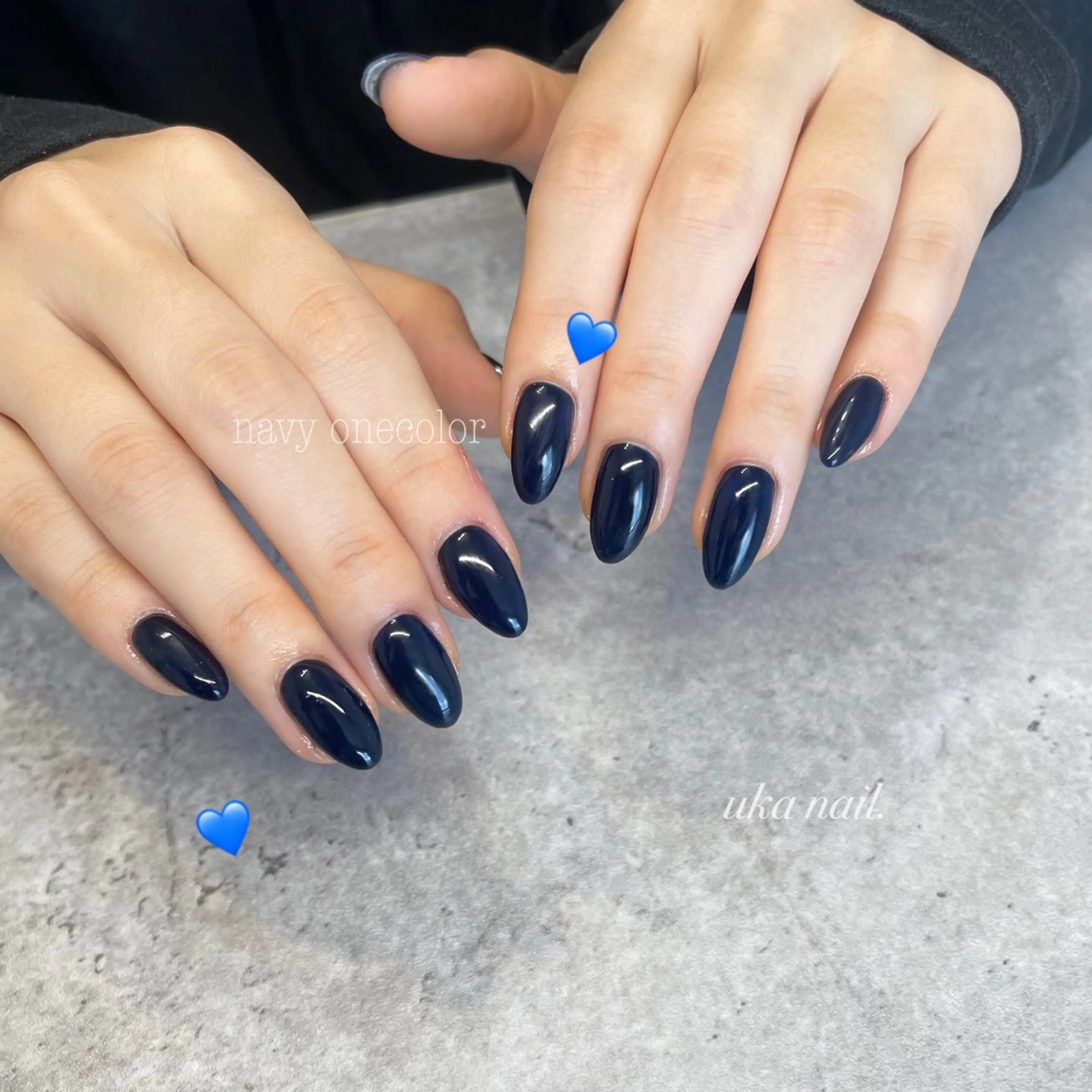 ネイル ネイビー ワンカラーネイル ハンドネイル uka nailのネイルデザイン