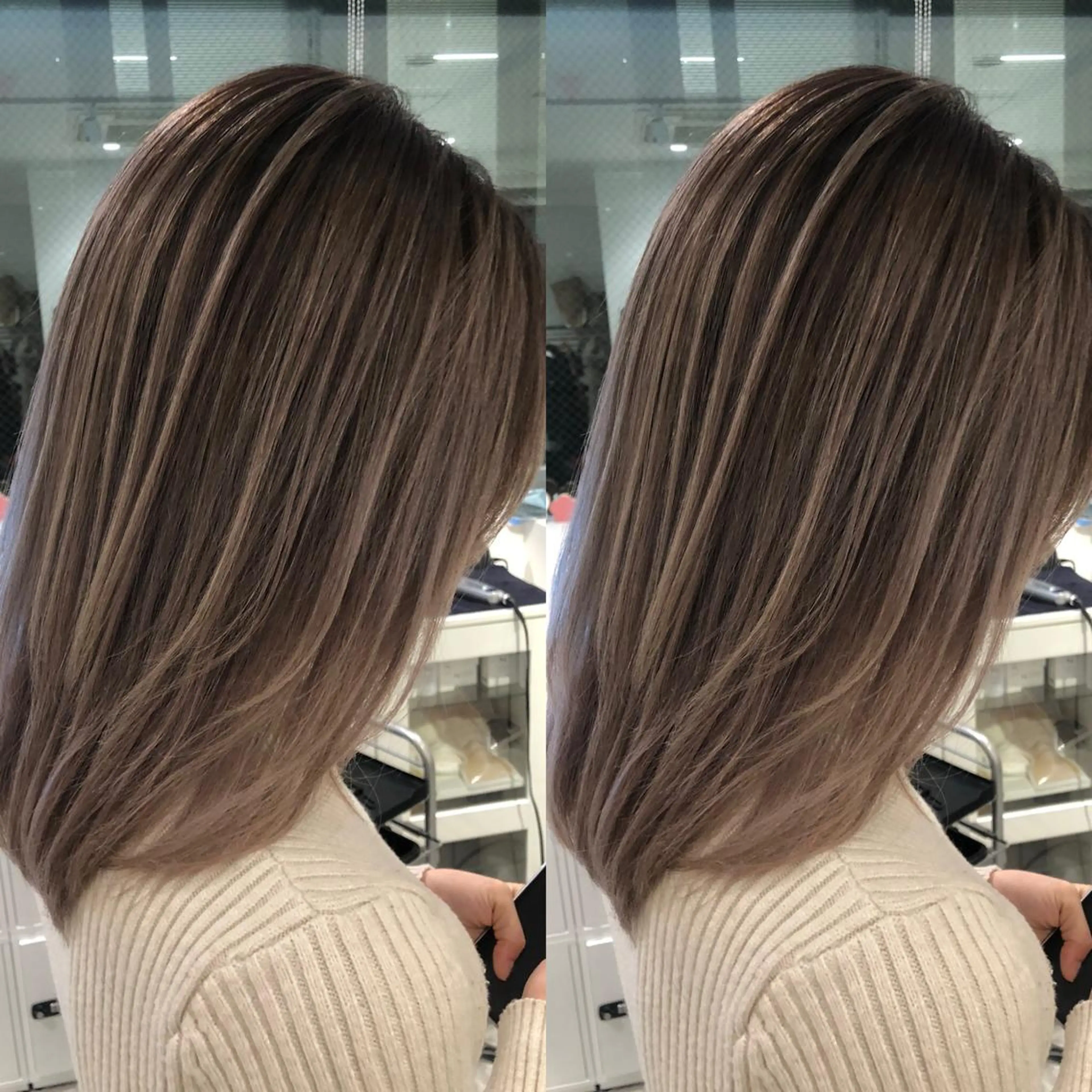 ミディアム カラー バレイヤージュ レイヤーカット ヘアカラー JILBLAN京都 ショート/ハイライトのヘアスタイル