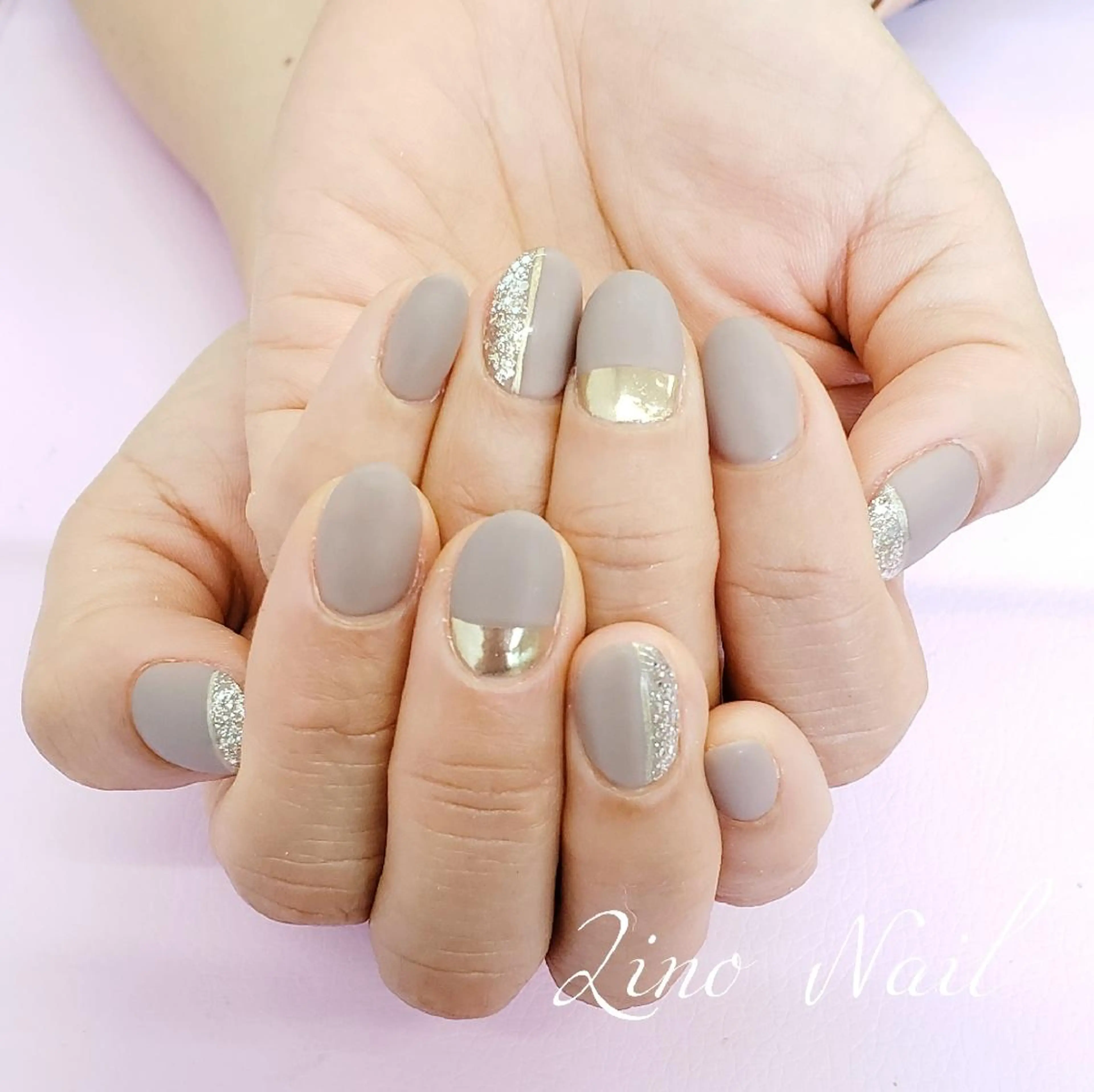 ネイル カジュアル ジェルネイル ゴールド キラキラネイル ラメ(グリッター) Lino Nailのネイルデザイン