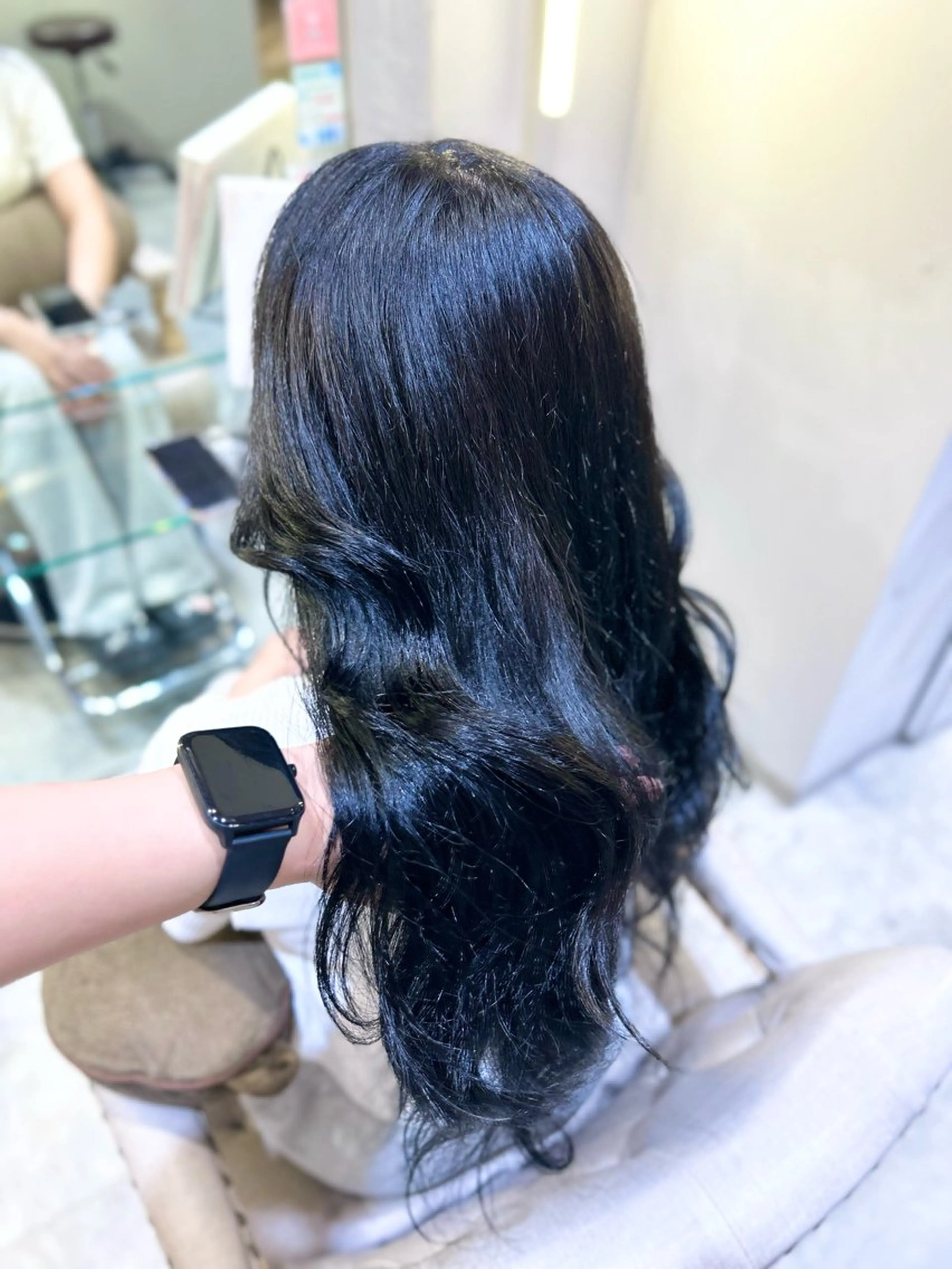 ロング カラー 黒髪 ブルーカラー ブルーブラック 🐰🎀ボブ専門 yuzuka🎀🐰のヘアスタイル