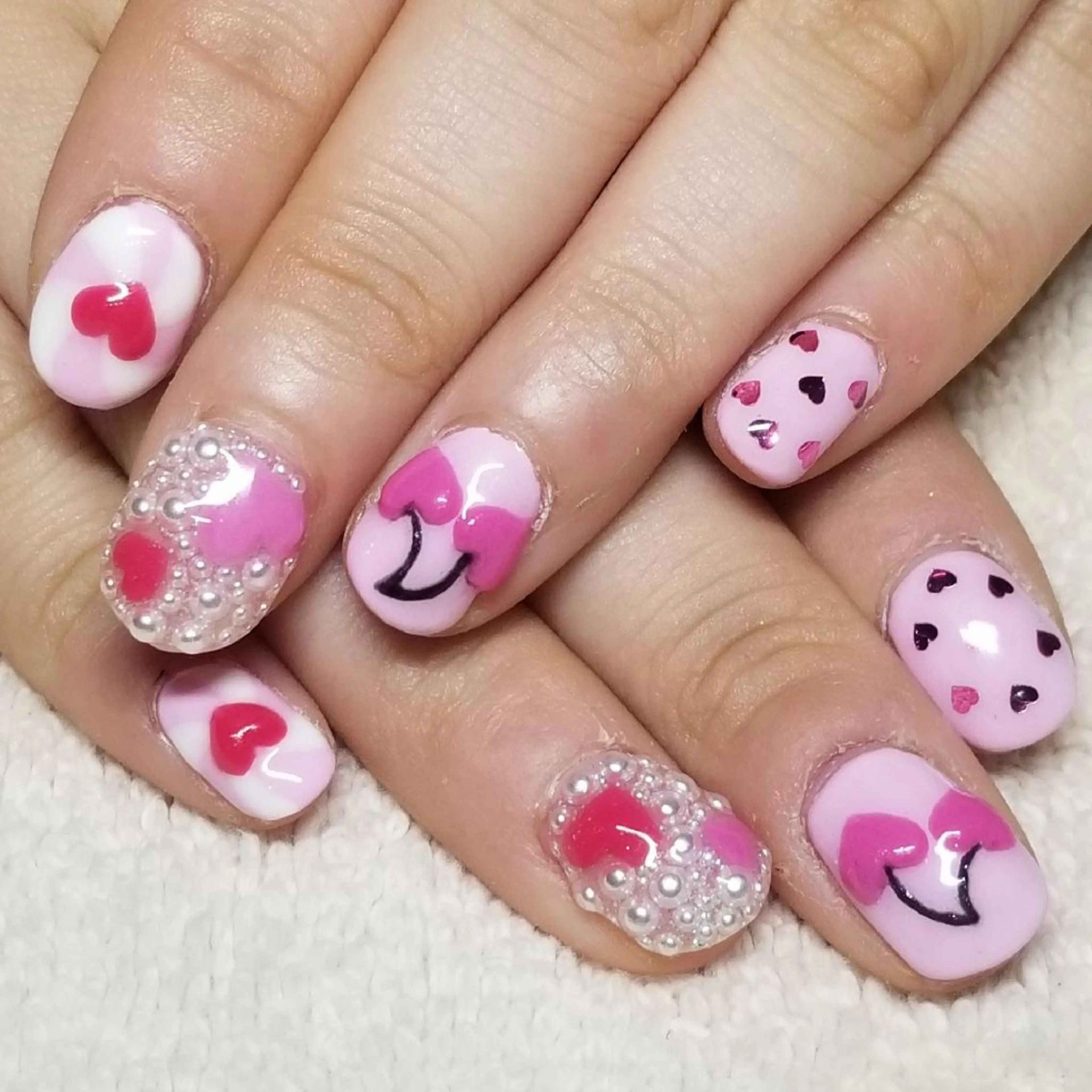 ネイル ハート ピンク ハンドネイル よしだ ひろきのネイルデザイン