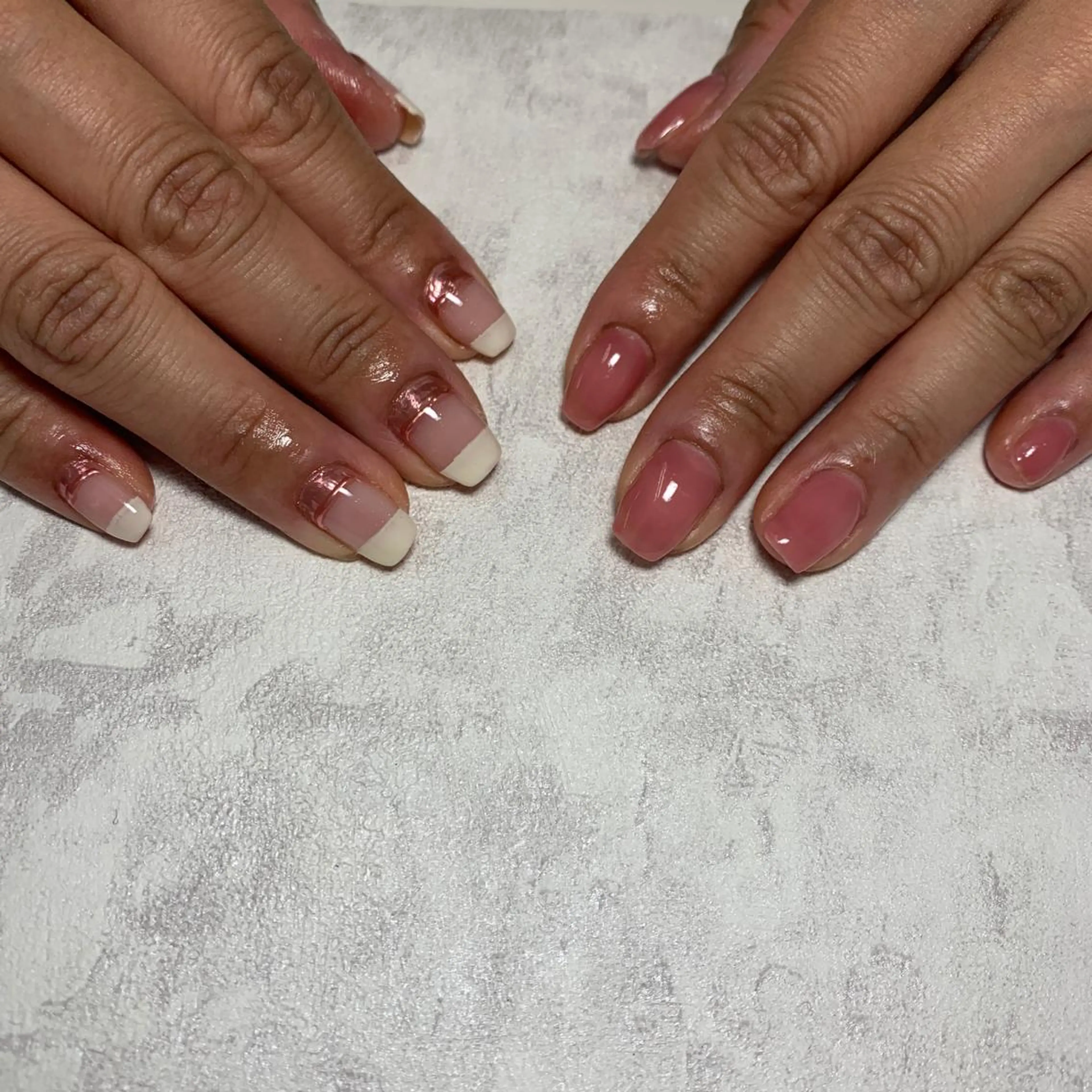 ネイル フレンチネイル ミラーネイル 持ち込み ピンク Li aile eye&nailのネイルデザイン
