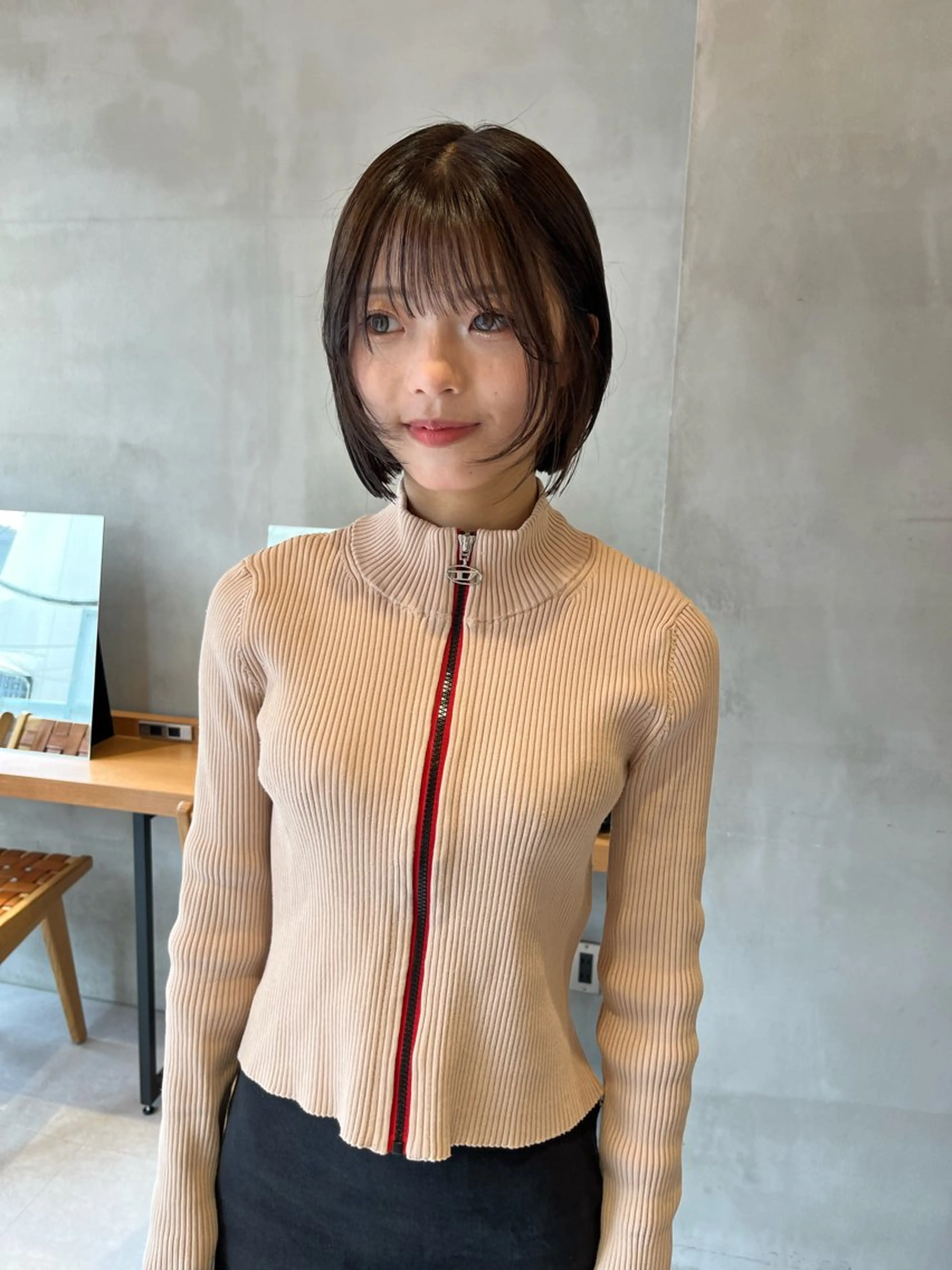 ミディアム カラー カット トリートメント 韓国ボブ&顔まわり レイヤー♡TOMOEのヘアスタイル