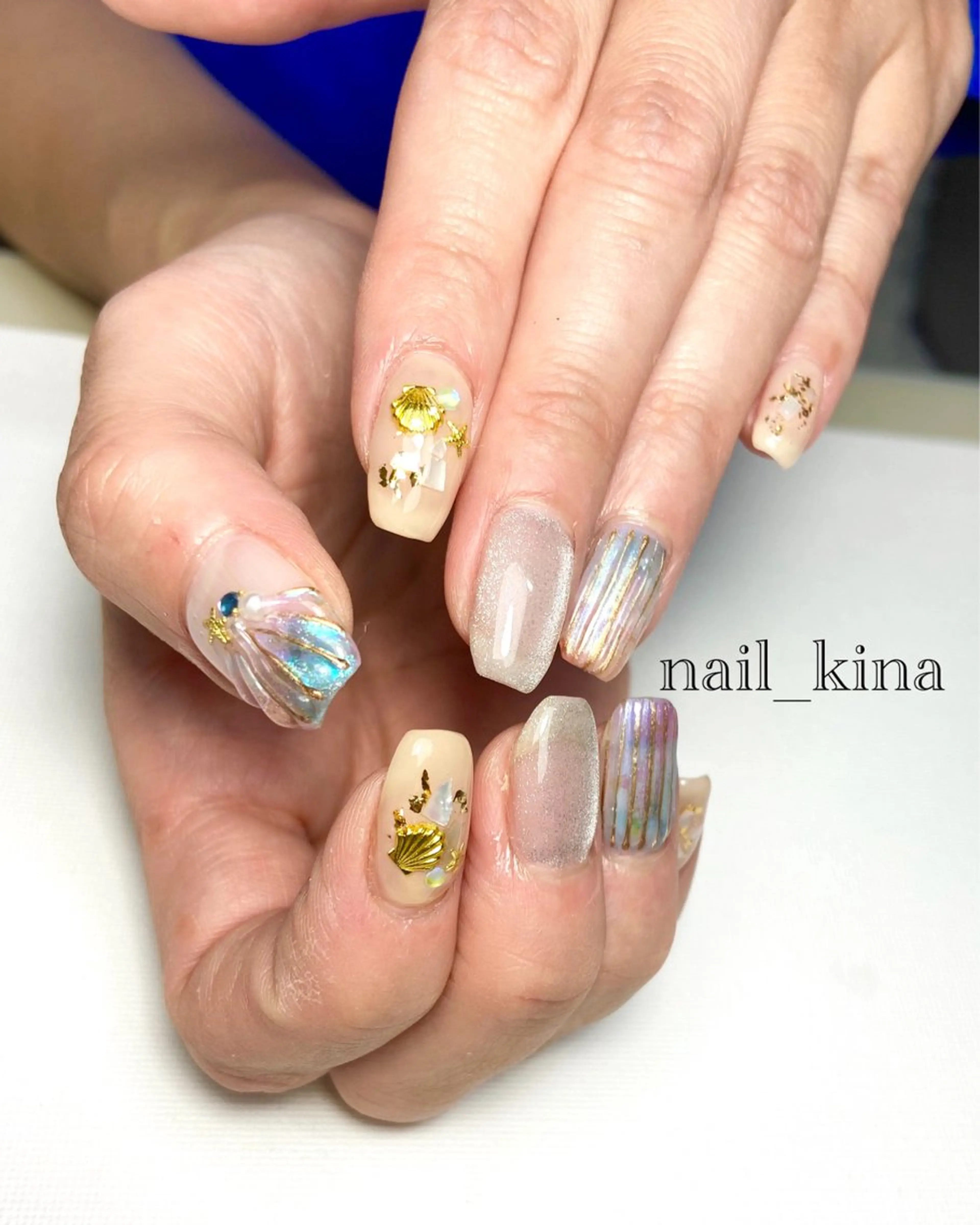 ネイル 持ち込み 夏ネイル ハンドネイル nail_ kinaのネイルデザイン