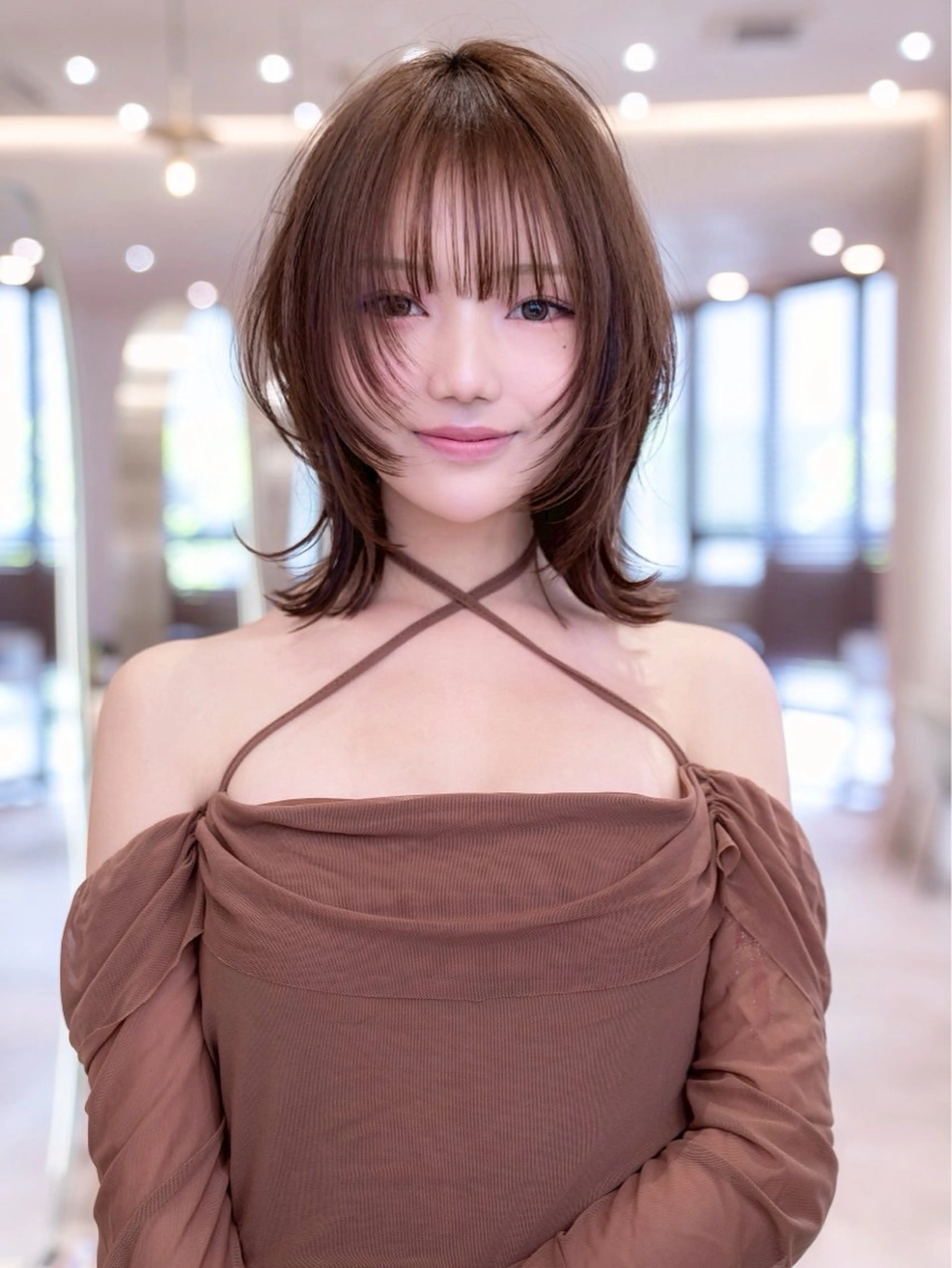 セミロング カラー カット ヘアカラー トリートメント レイヤー/ベージュ カラー/ヒヨリ/渋谷のヘアスタイル