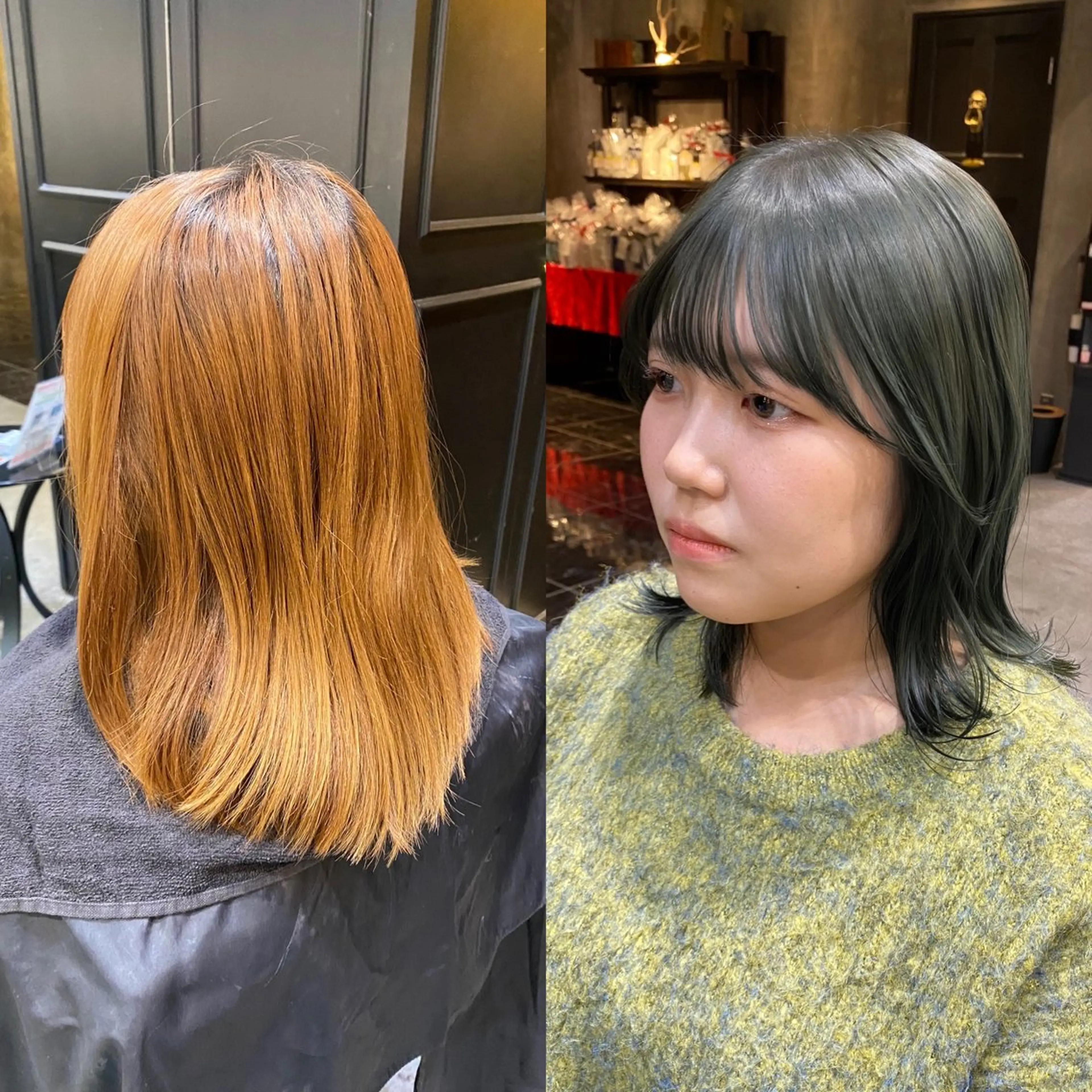 ミディアム カラー ブリーチ ダブルカラー グレージュ ブリーチなしカラー オリーブグレージュ カット ヘアカラー ブリーチなしダブル カラー🧸🐺陽介のヘアスタイル