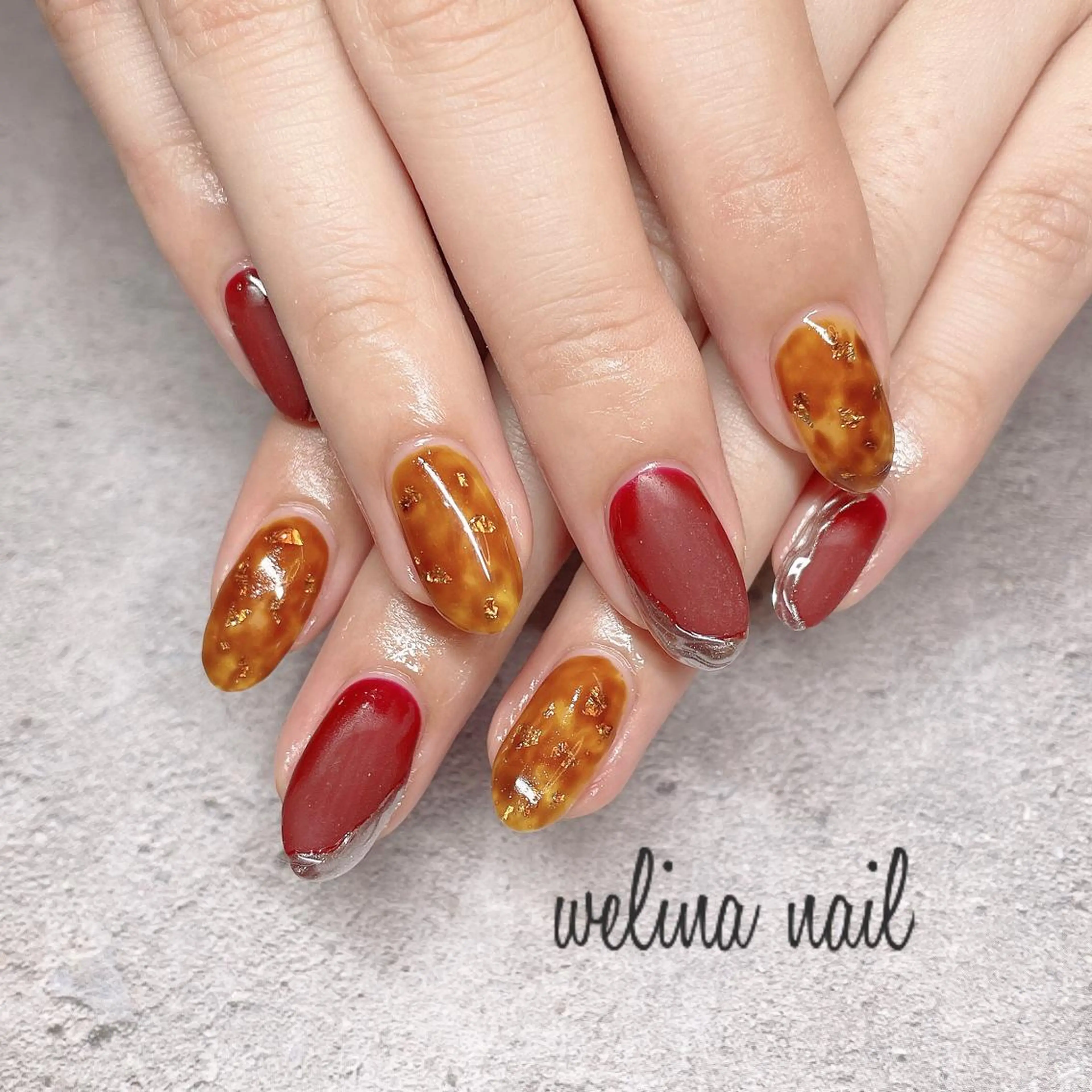 ネイル べっ甲ネイル マットネイル ハンドネイル WELINA nail salonのエステ・リラクイメージ
