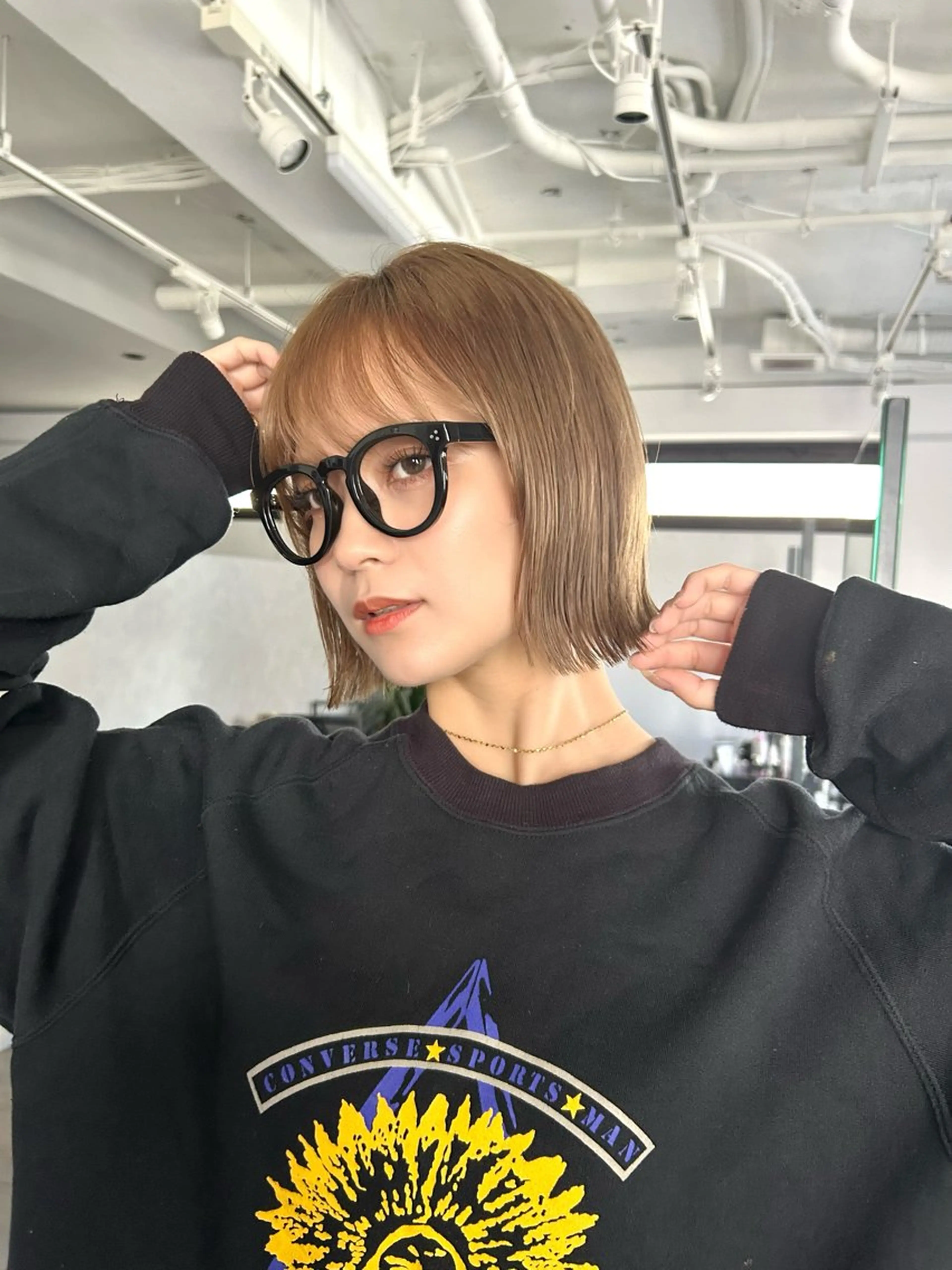 ショート カラー ボブ くびれヘア カット ヘアカラー 結べるくびれボブ/透 明感カラーtaigaのヘアスタイル