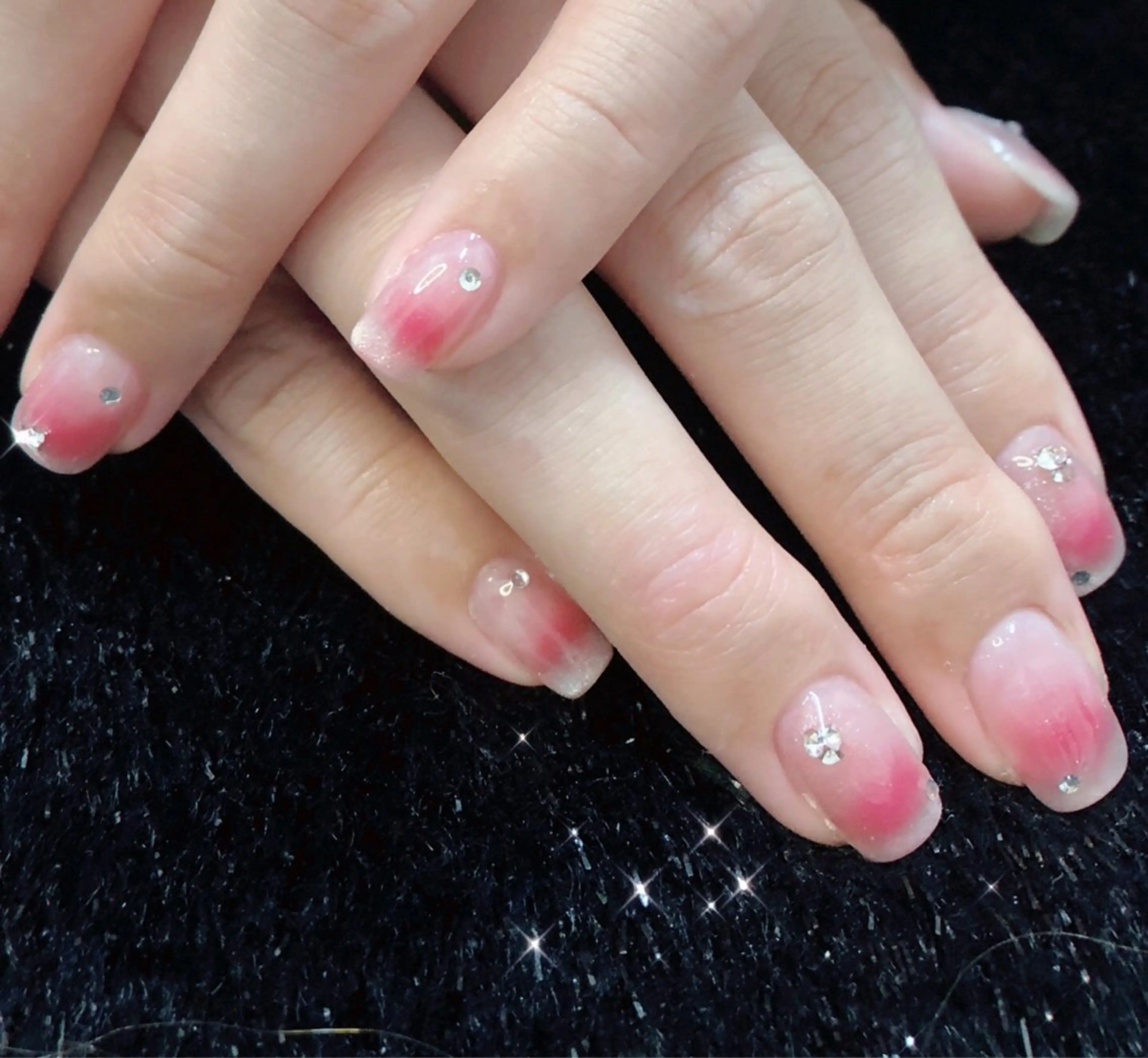 ネイル フレンチネイル ジェルネイル ガラスフレンチ ゴージャス グラデーション ハンドネイル ハンドケア 大門浜松町 ネイルのネイルデザイン