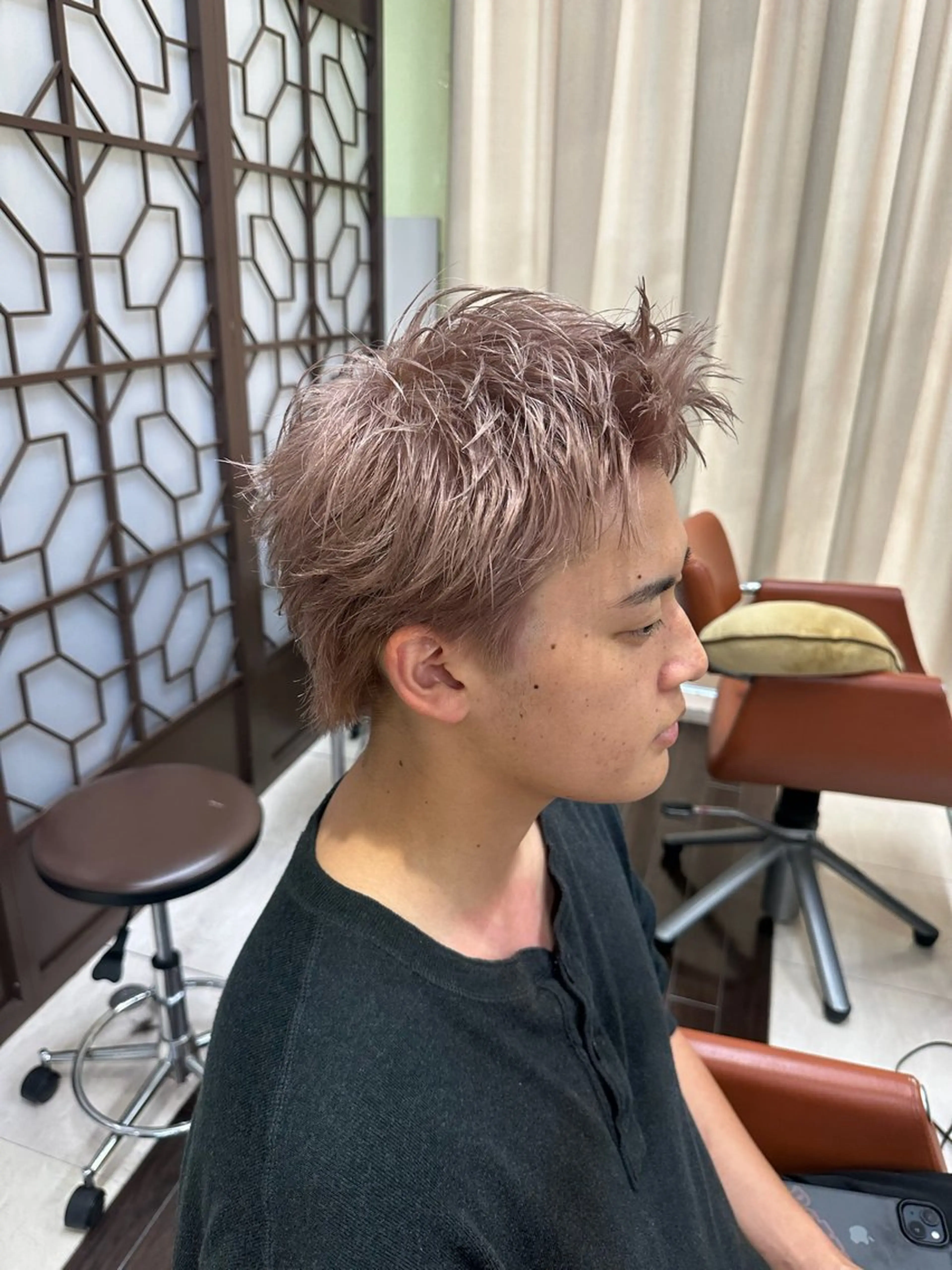 ショート カラー パーマ メンズ メンズブリーチ ベージュカラー ブリーチ ピンクカラー ピンクベージュ ヘアカラー ヘアセット 年間1800人担当/ メンズヘア/清和武虎のヘアスタイル