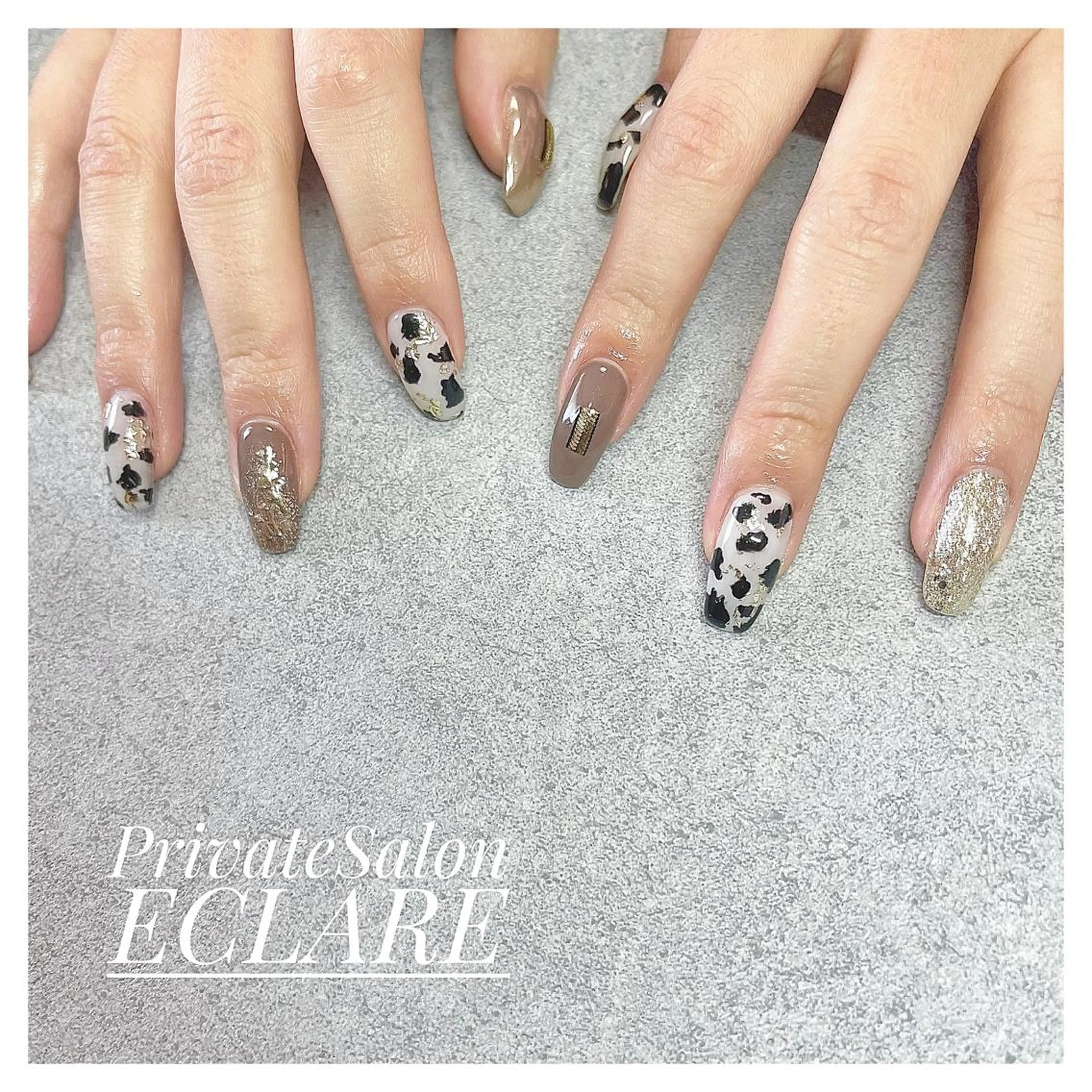 ネイル アートネイル ブラウン フットネイル フレンチネイル ジェルネイル Nail Salon ECLAREのネイルデザイン