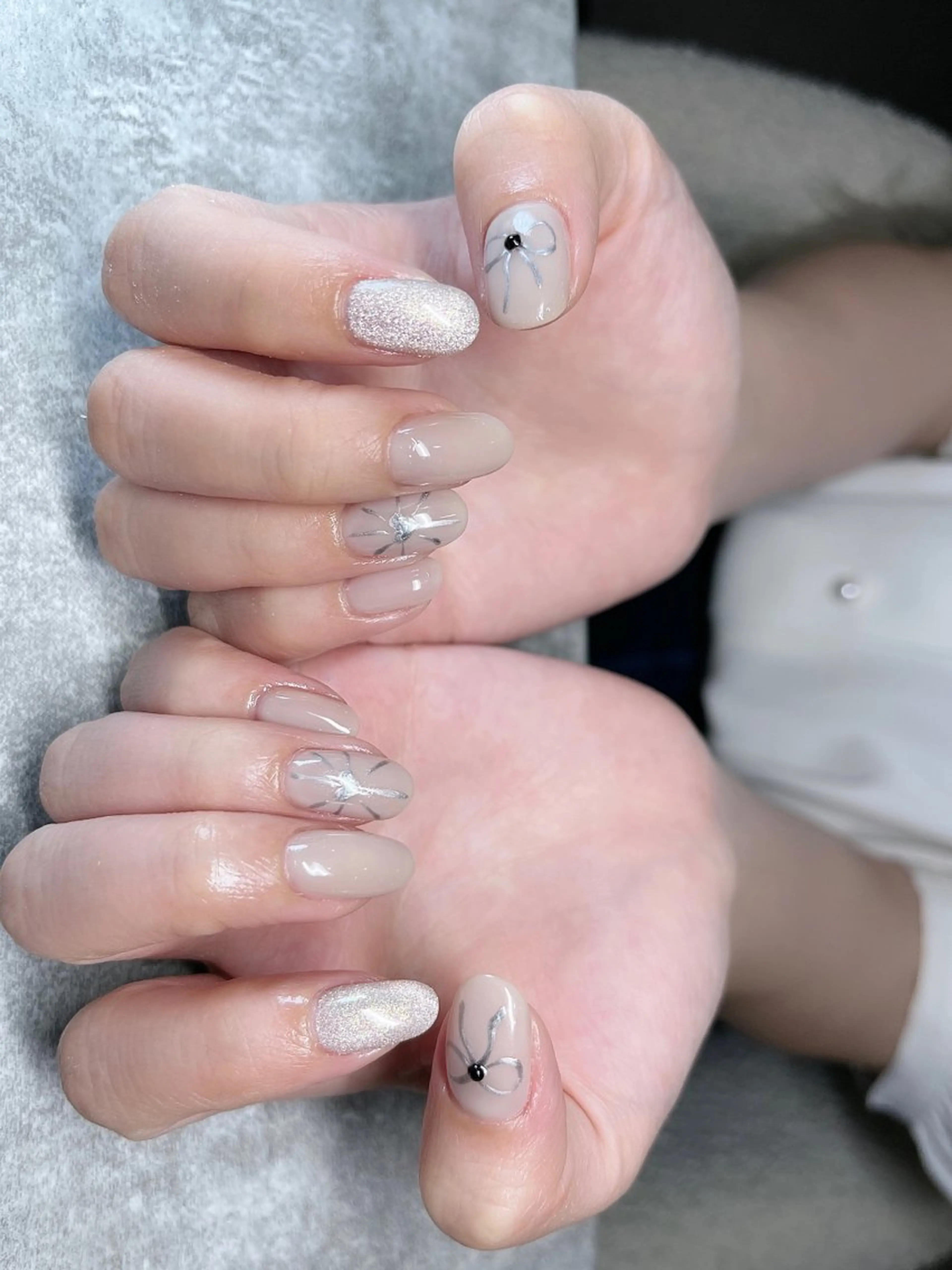 ネイル リボン ハンドネイル glance nailのネイルデザイン