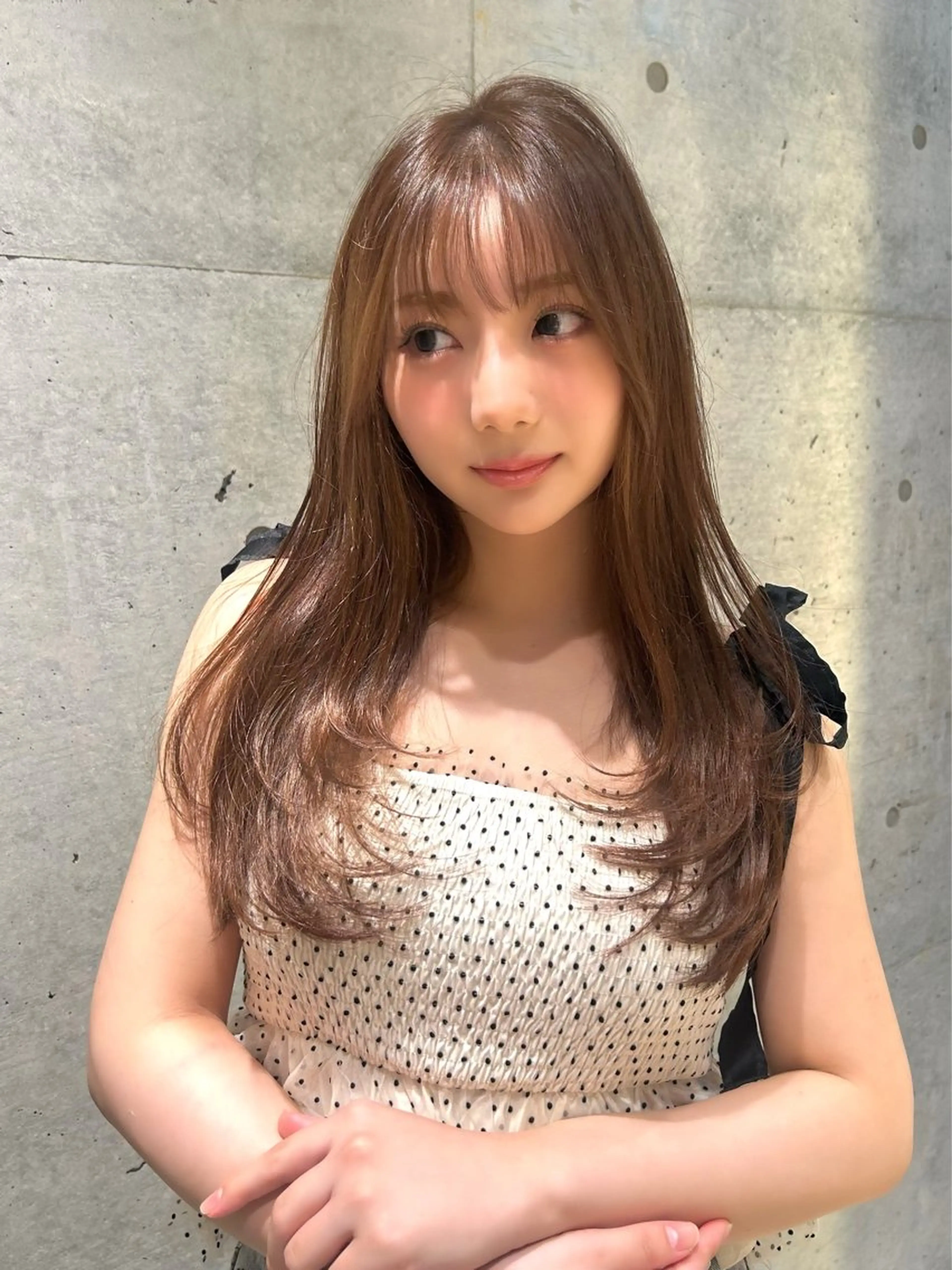 ミディアム カラー ヘアアレンジ ベージュ🎀 ふみかのヘアスタイル