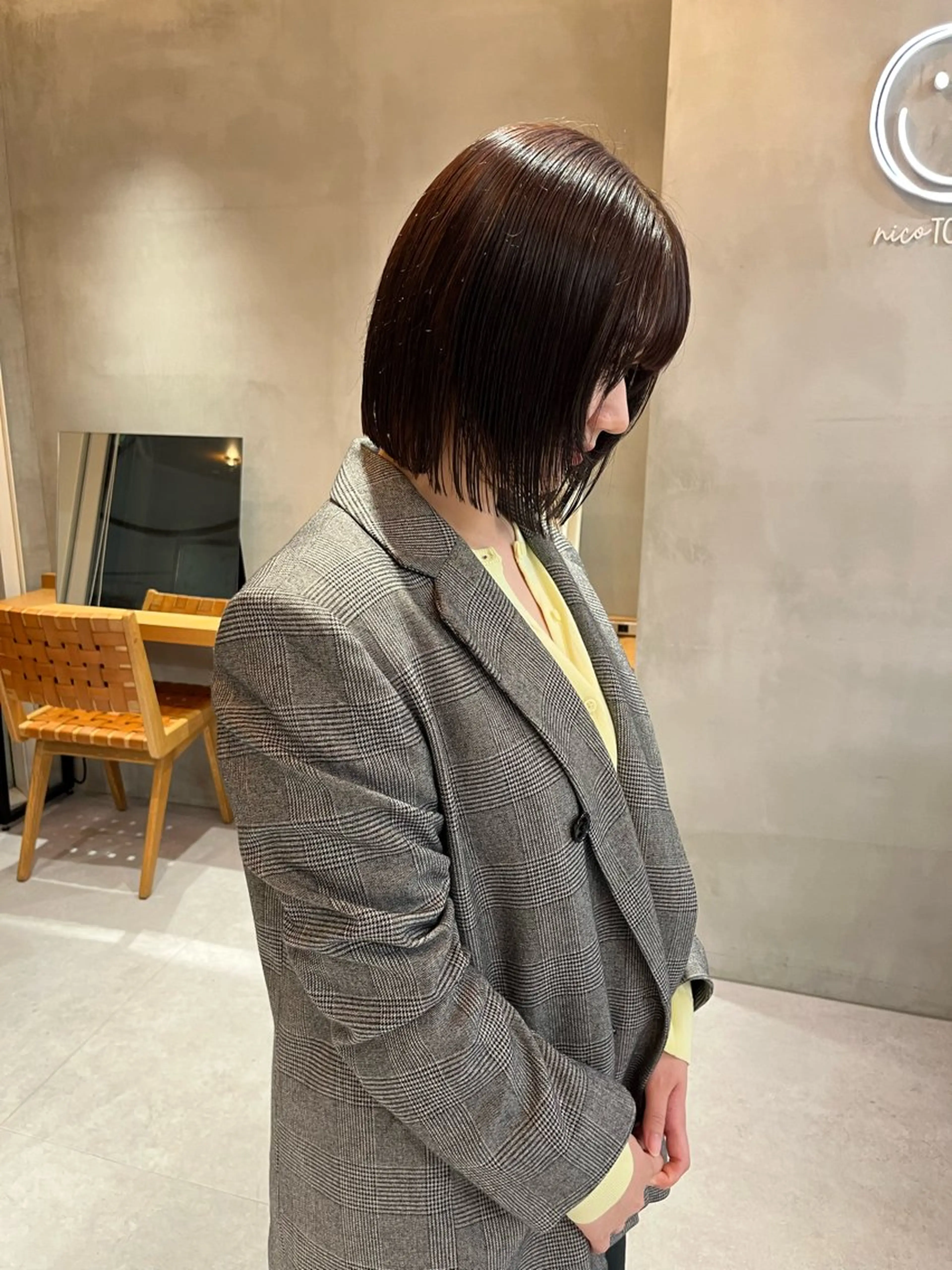 ミディアム カラー カット トリートメント 韓国ボブ＆顔まわり レイヤー♡TOMOEのヘアスタイル