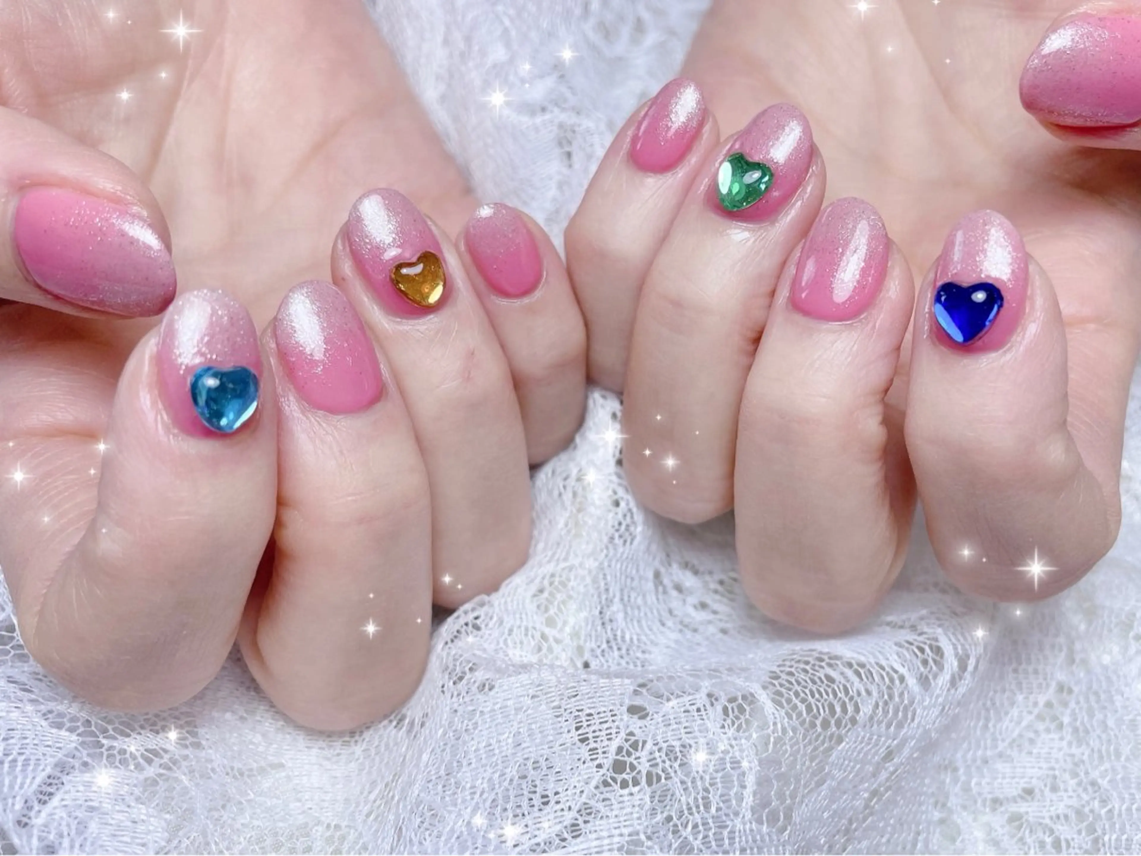 ネイル グラデーション ハート ハンドネイル FLARE NAIL フレアネイルのネイルデザイン