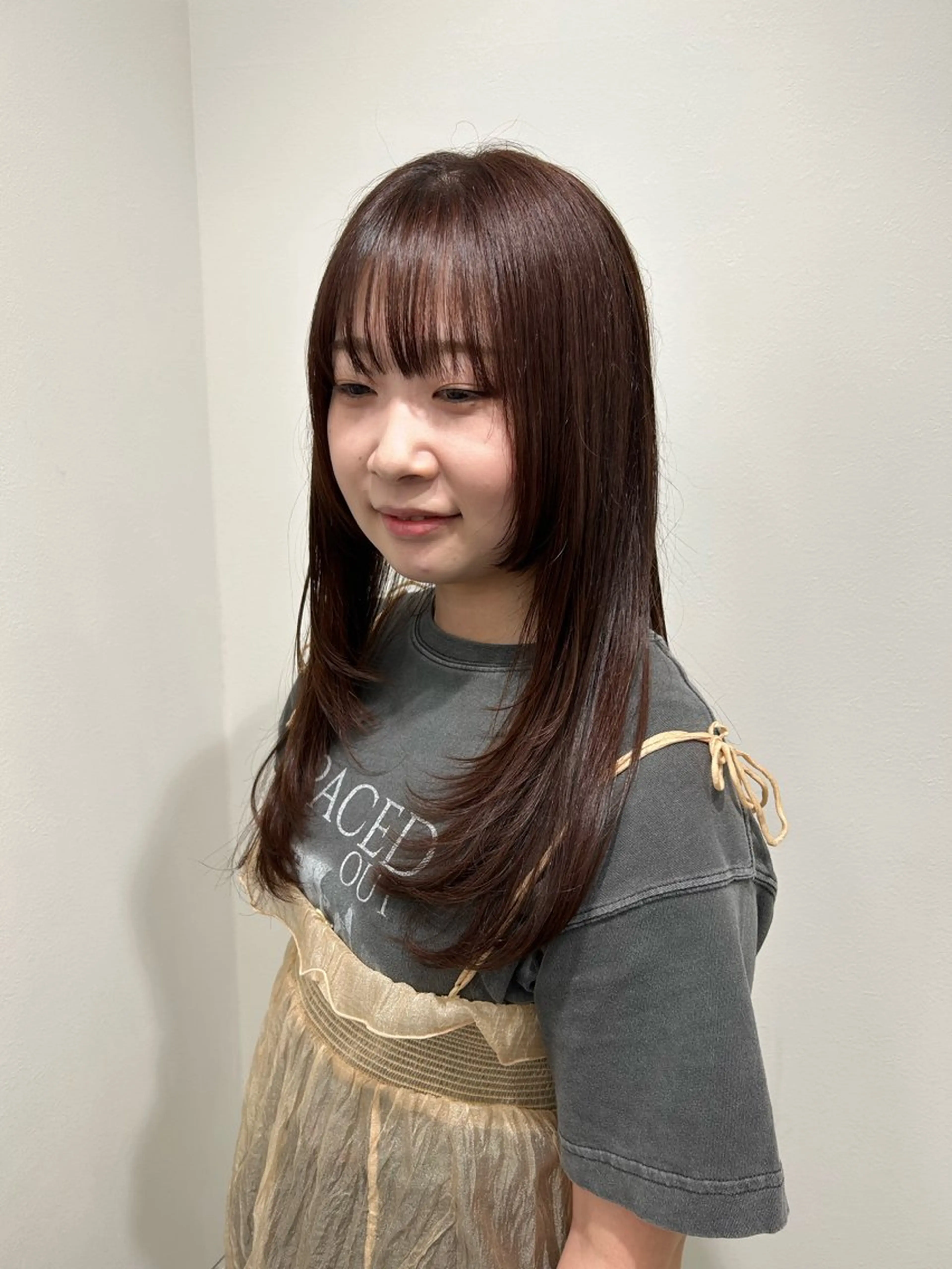 ロング カラー カット ヘアカラー トリートメント レイヤーカット韓国 暖色⭐︎KANAKOのヘアスタイル