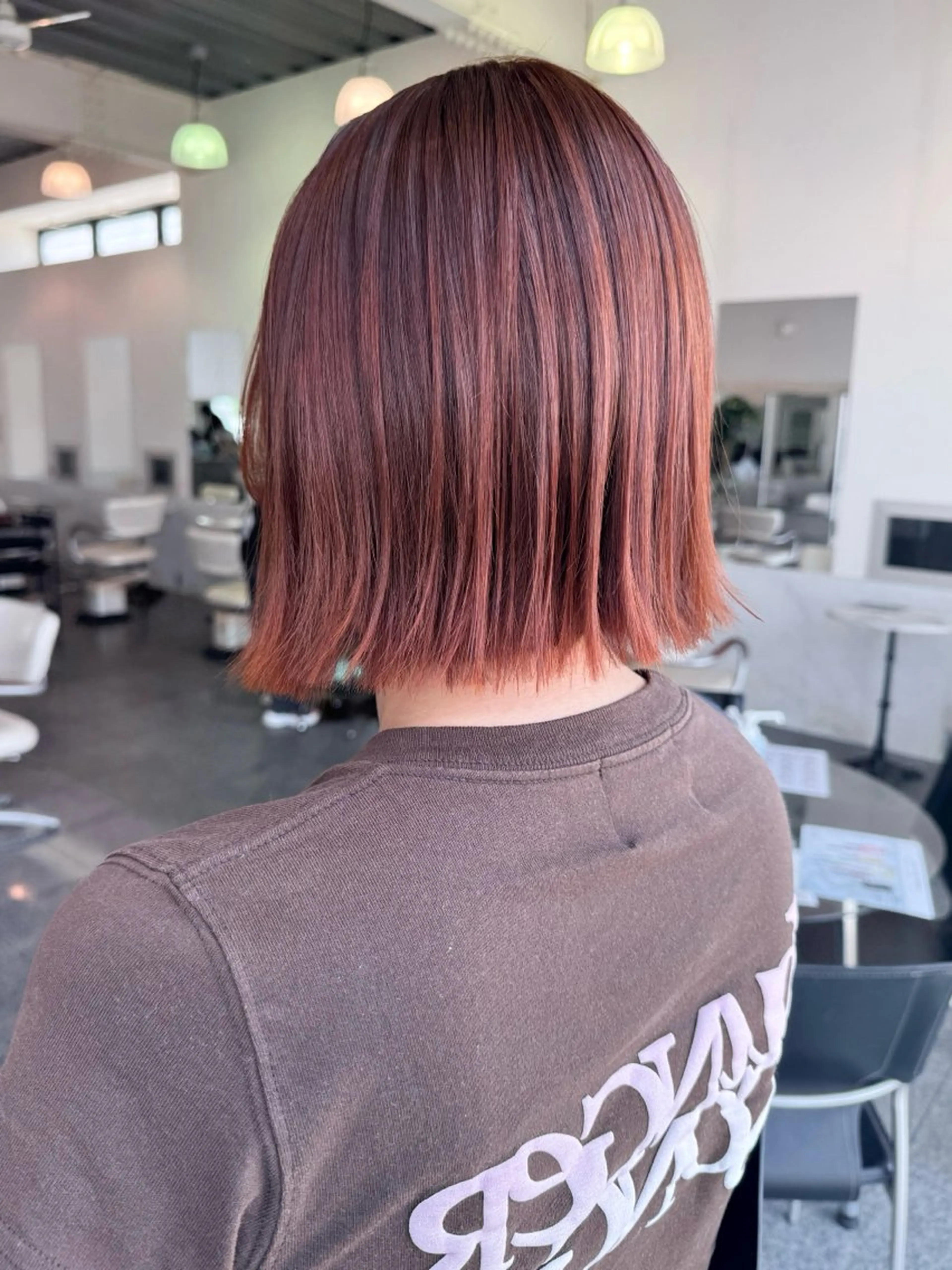 ショート カラー 切りっぱなしボブ ブラウンカラー オレンジ オレンジブラウン ボブ カット ヘアカラー トリートメント 🎀ヒシダアキ /taboo🎀のヘアスタイル