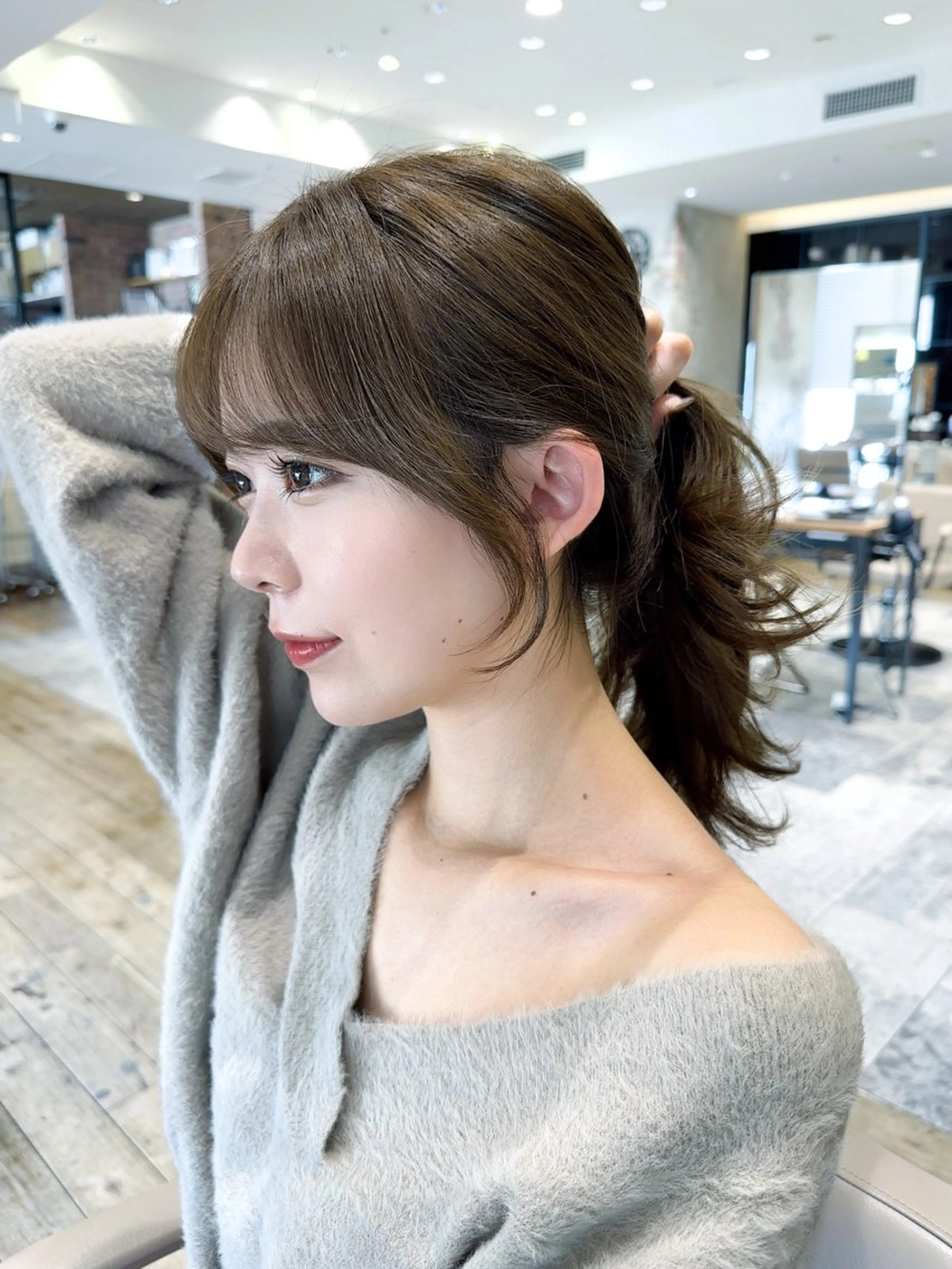 セミロング カラー ベージュカラー ブラウンカラー ブラウンベージュ くびれヘア 顔周りカット カット トリートメント 顔周り/くびれヘア 韓国ヘア💕風間るなのヘアスタイル