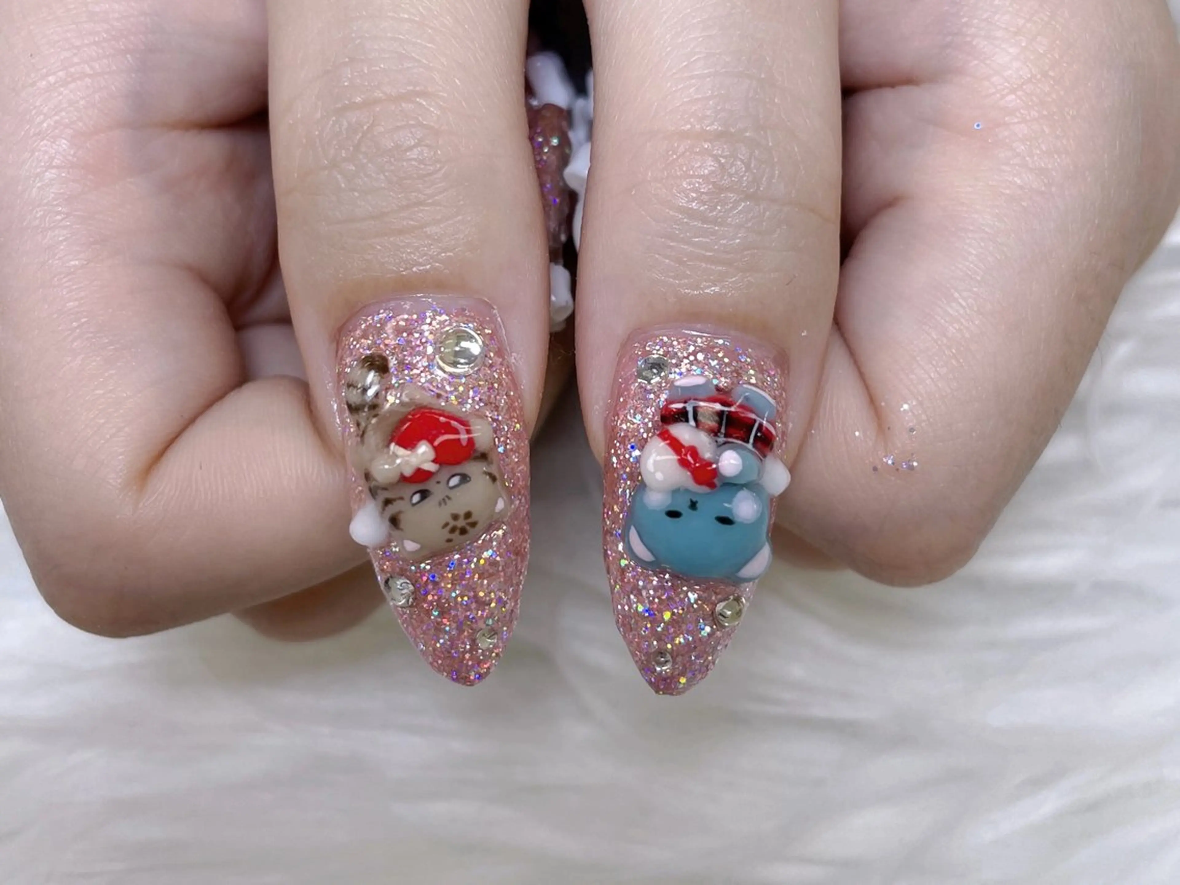 ネイル オーロラネイル ハート キラキラネイル 大理石ネイル(マーブル) スカルプネイル NailPrincess所属・princess スカルプ専門店のネイルデザイン