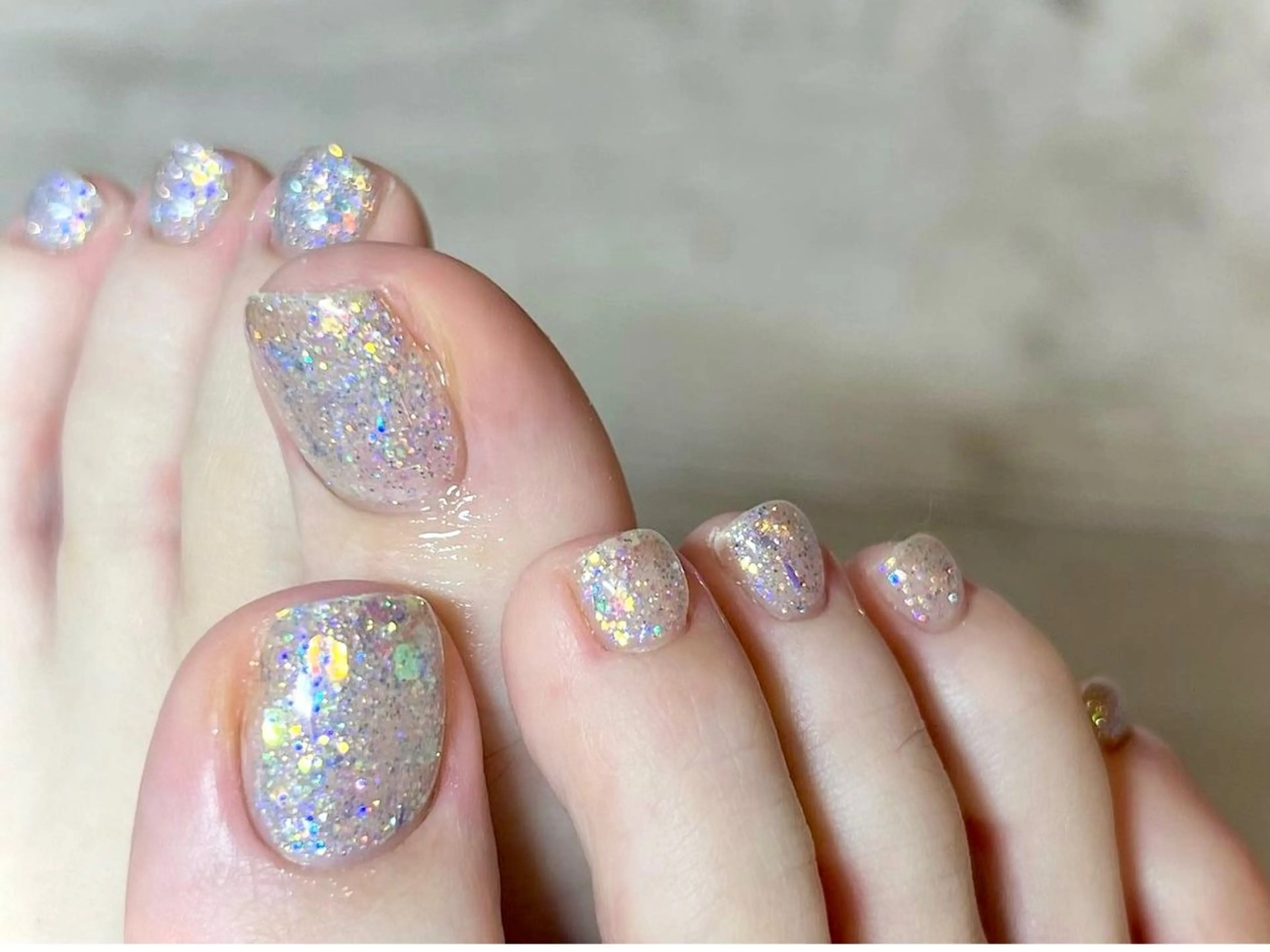 ネイル ラメ(グリッター) ワンカラーネイル フットネイル Vogusty's Nail 鶴見店のネイルデザイン