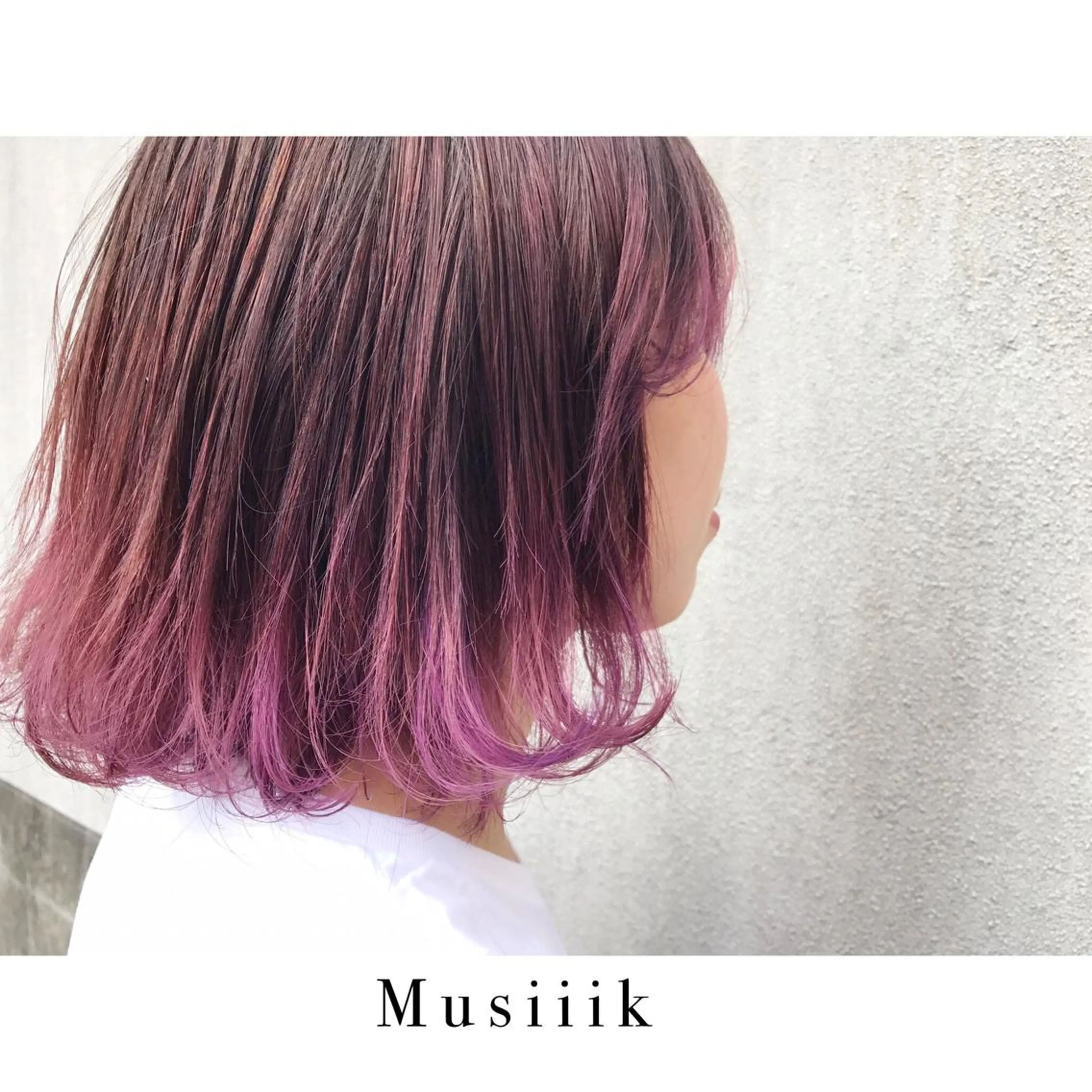 ショート カラー アッシュ ブリーチ グラデーションカラー ピンクカラー パープルカラー Musiiik hairのヘアスタイル